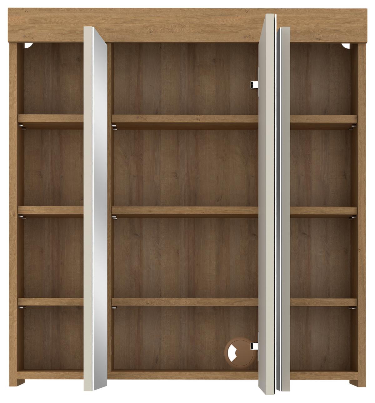 Spiegelschrank Naxxar Eichefarben Kaschmir B: 74,5cm - Kaschmir/Eichefarben, MODERN, Glas/Holzwerkstoff (74,5/78,6/18,5cm)