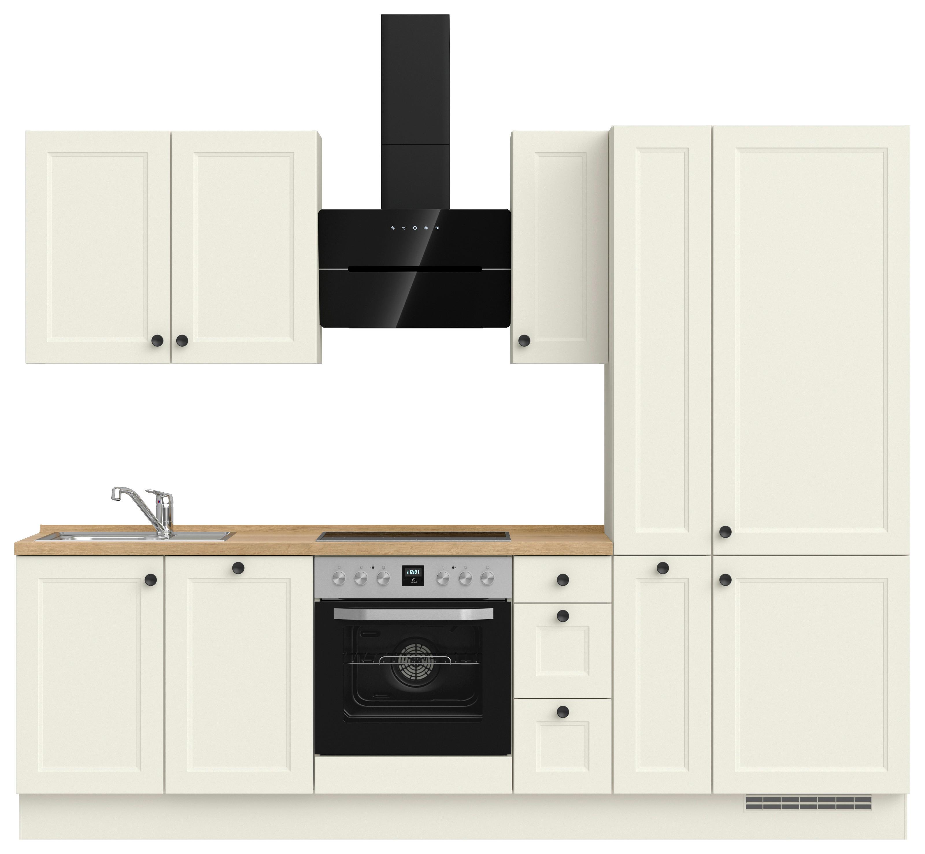 Kuchynská linka 270 cm, biela/dekor dub Sierra - čierna/biela, Modern, kov/kompozitné drevo (270cm) - Nobilia