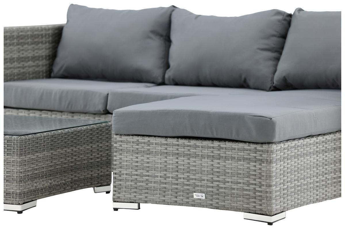 Loungegarnitur 2-Tlg Rotterdam Metall/Kunststoff/Glas +kissen - Grau, KONVENTIONELL, Glas/Kunststoff - Gardenson