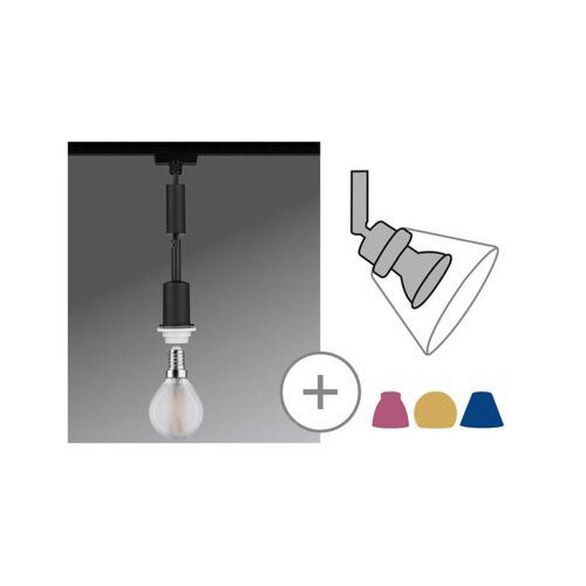 Schienensystem Urail Hängeleuchte 96912 Schwarz - Schwarz, Basics, Kunststoff/Metall (132cm) - Paulmann
