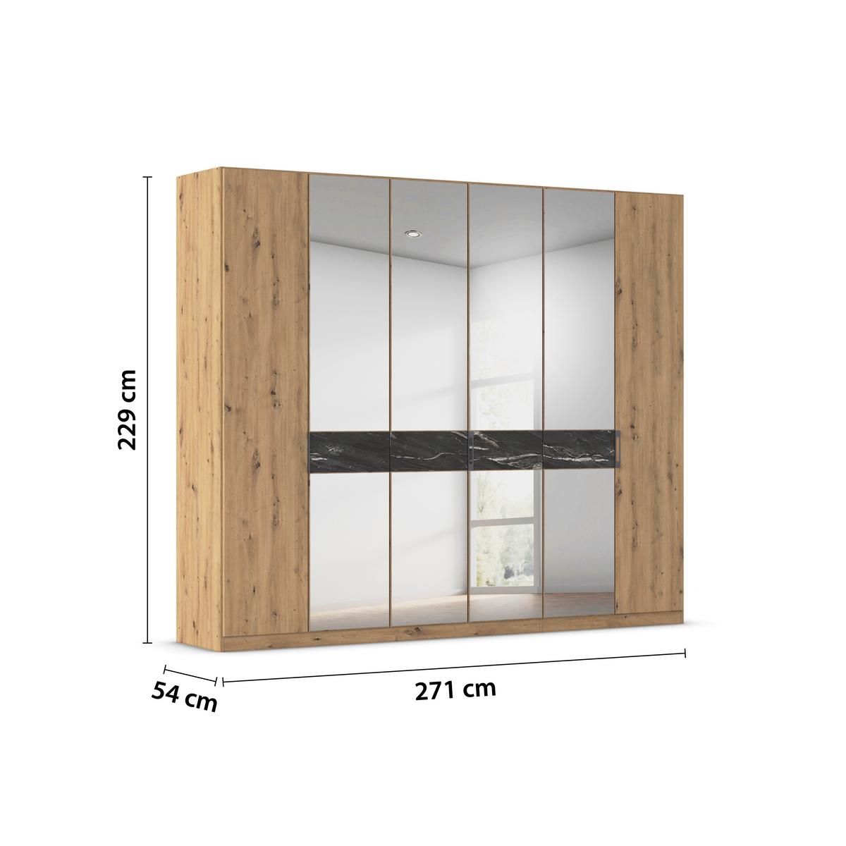Drehtürenschrank Versity-d Eiche Artisan/marmoroptik 6trg - Silberfarben/Eiche Artisan, Trend, Holzwerkstoff (271/229/54cm) - James Wood