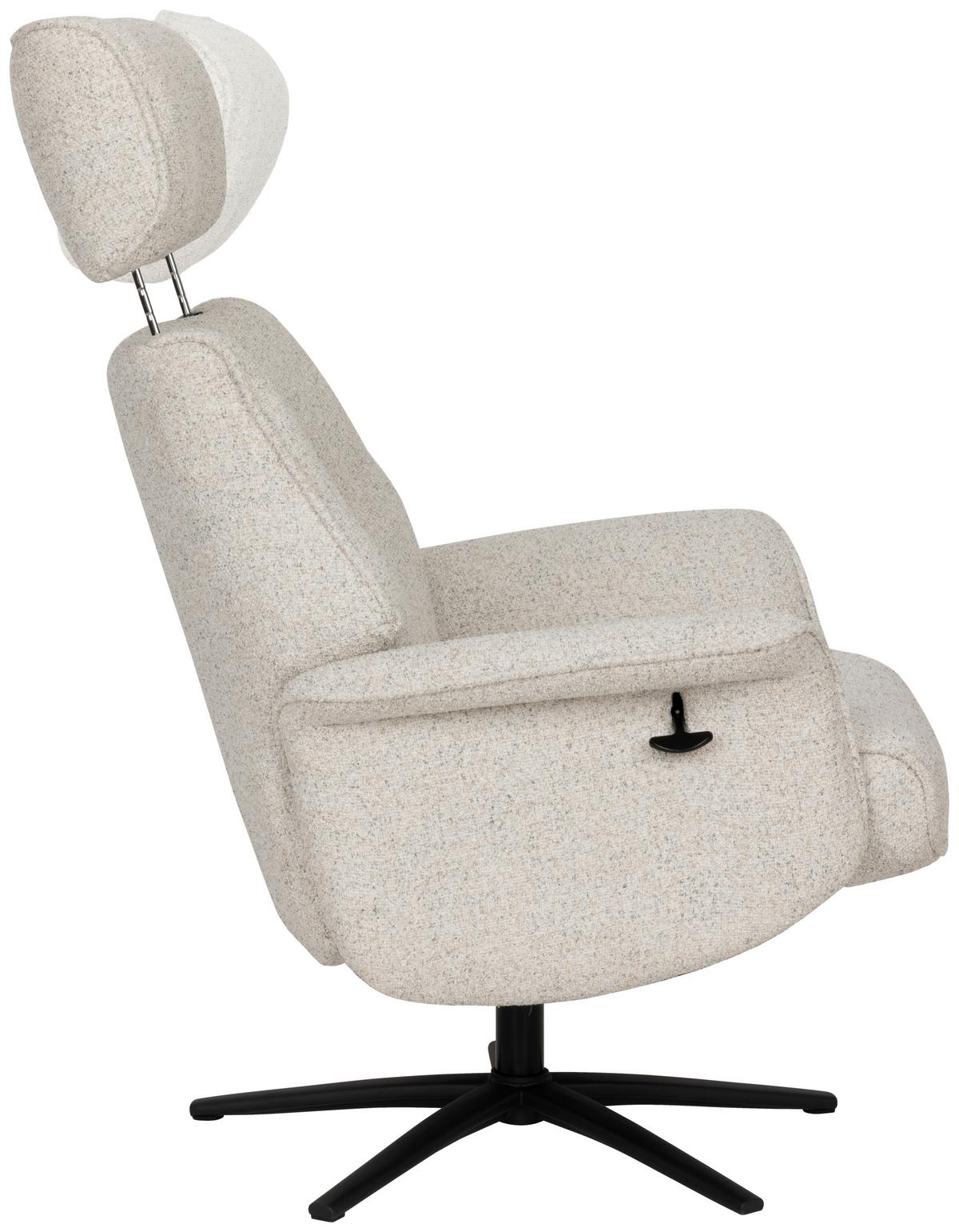 Relaxsesselset Mellow Beige B: 77 cm - Creme/Schwarz, Design, Holz/Textil (77/108/81cm) - Livetastic