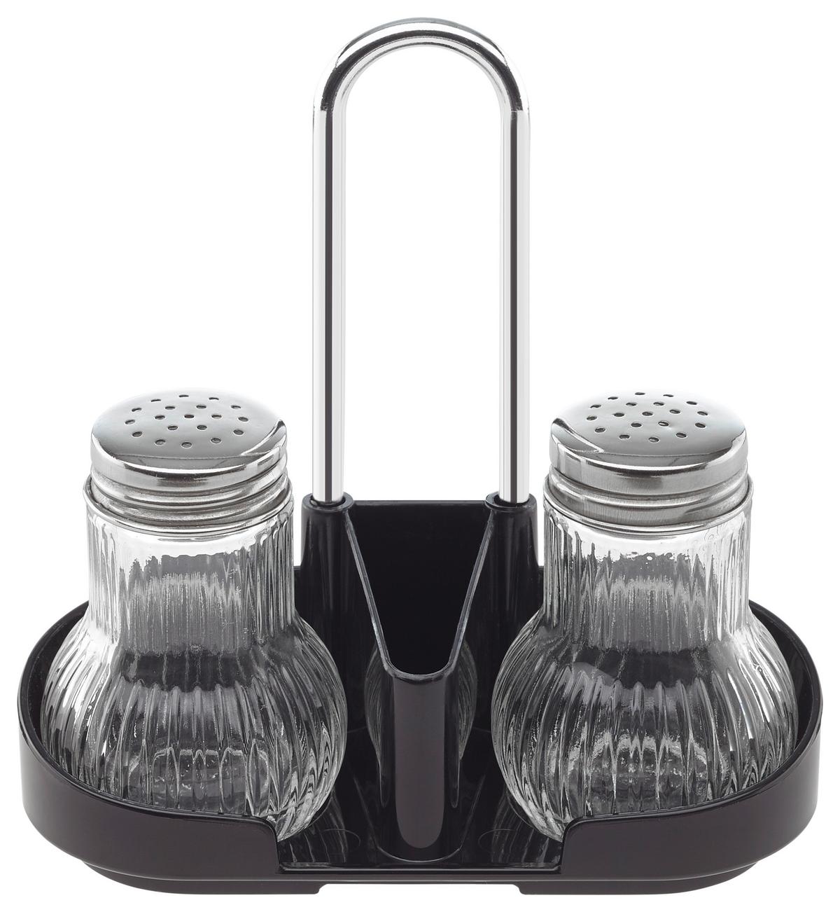 SLÁNKA A PEPŘENKA SALT & PEPPER - černá/čiré, Konvenční, kov/plast (6/13/14cm) - Fackelmann