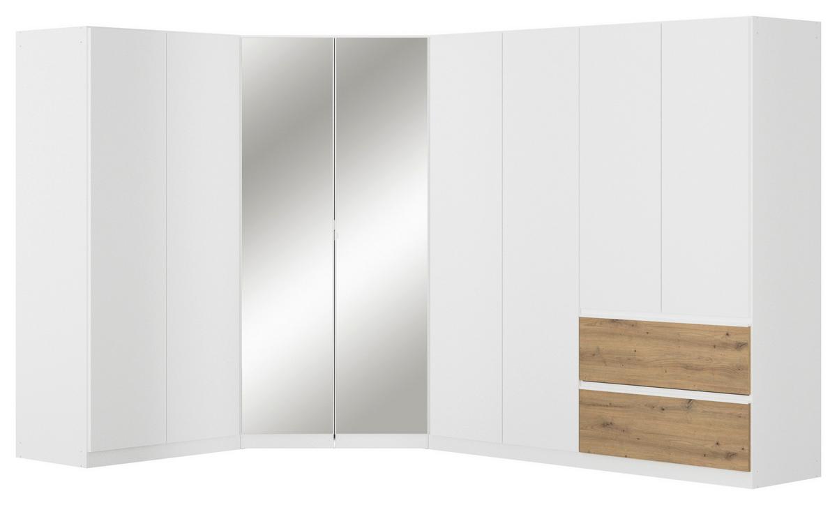 Eckkleiderschrank Costa Weiß Eiche Artisan Dekor - Eiche Artisan/Weiß, MODERN, Holzwerkstoff (208/197/298cm) - Rauch Möbel