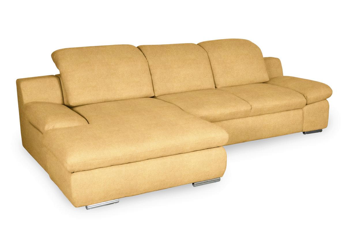 Ecksofa Isona Gelb Chenille - Chromfarben/Gelb, Design, Textil (165/286cm) - Livetastic
