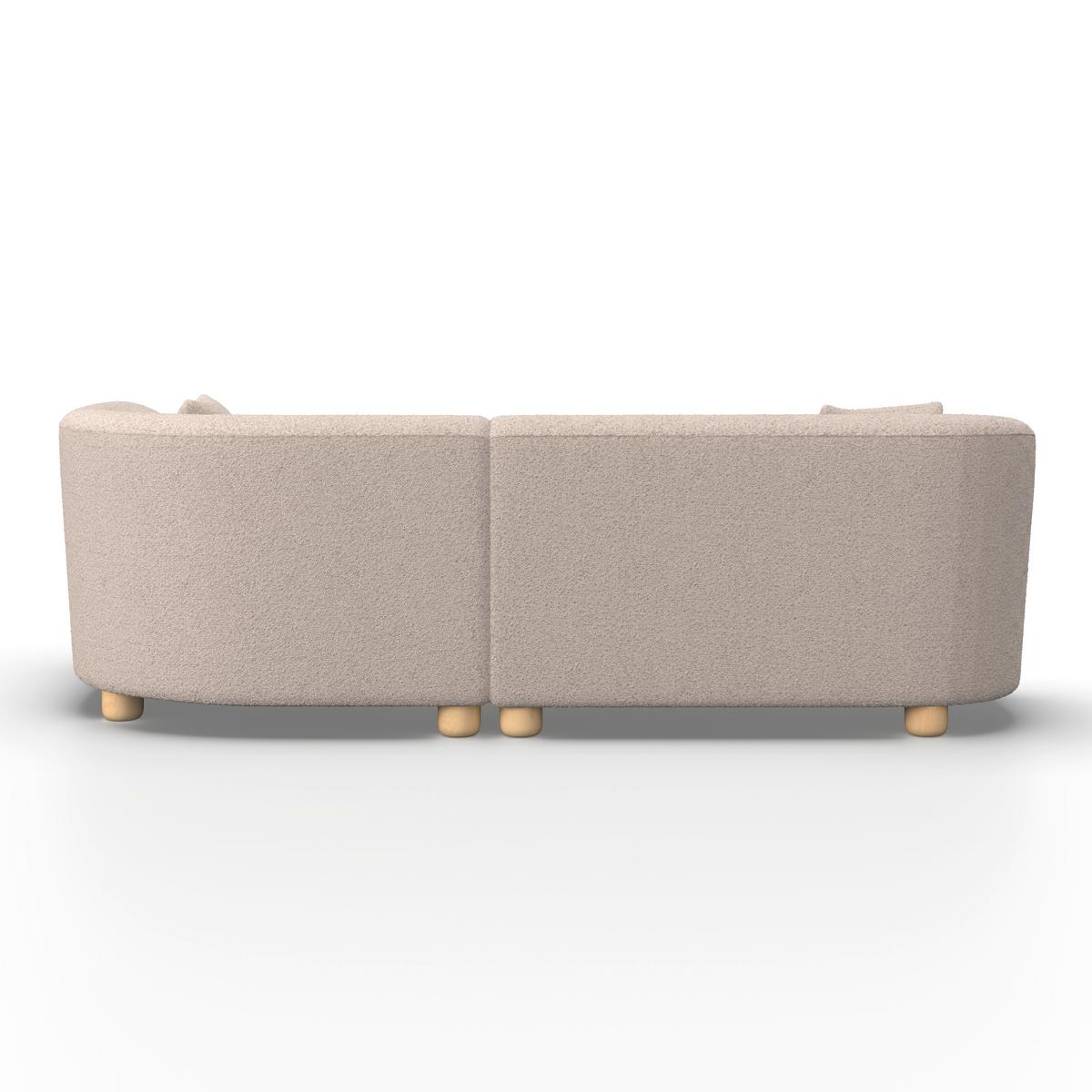 Rohová sedačka ALBA, krémová - barvy dubu/krémová, Moderní, dřevo/textil (256/78/85/166cm) - Bessagi Home