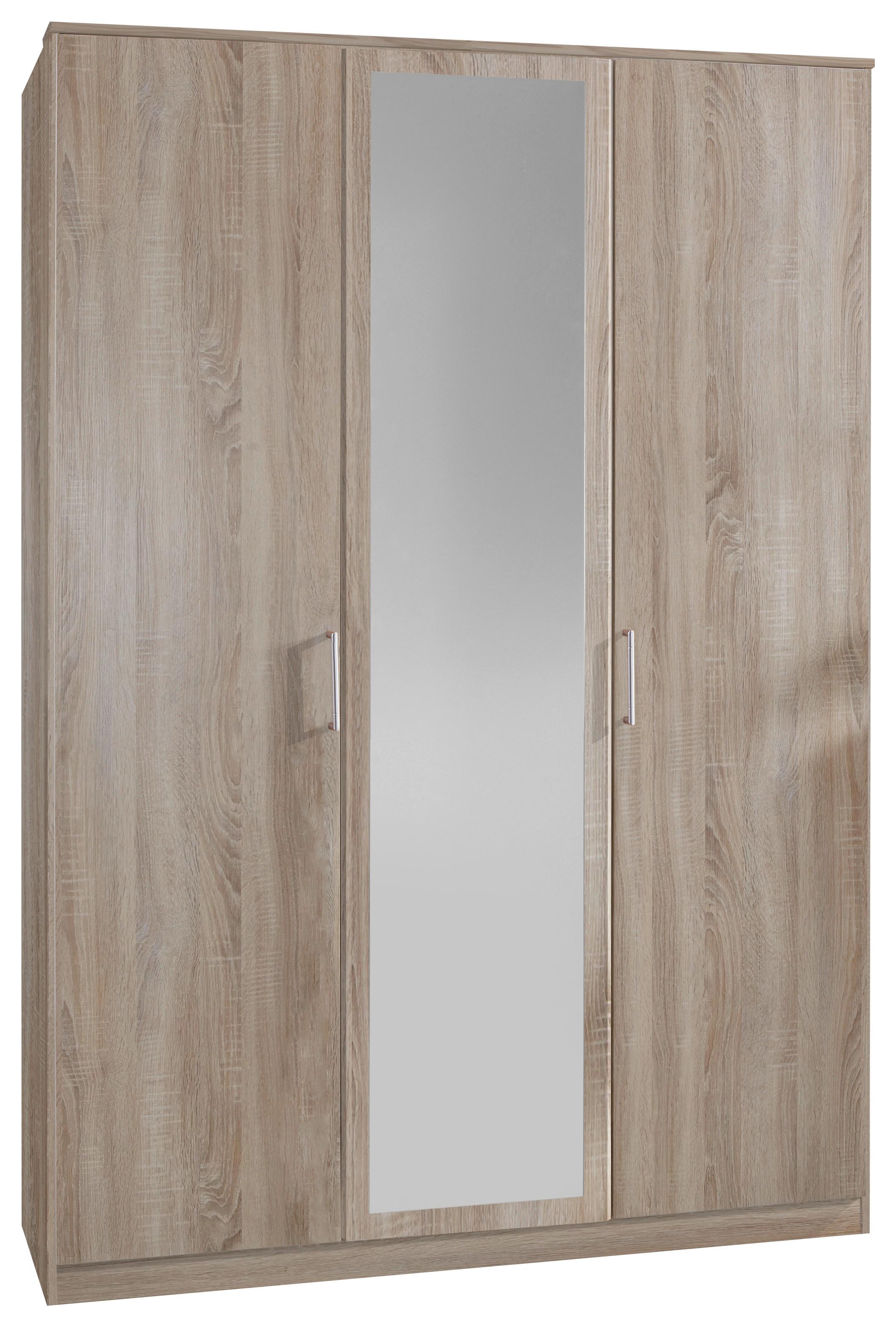 Šatní skříň OSAKA šířka 135cm - barvy dubu/barvy hliníku, Konvenční, kompozitní dřevo/plast (135/199/58cm) - MID.YOU