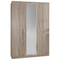 Drehtürenschrank Mit Spiegel 135cm Osaka, Sägerau Dekor - Eichefarben, KONVENTIONELL, Glas/Holzwerkstoff (135/199/58cm) - MID.YOU