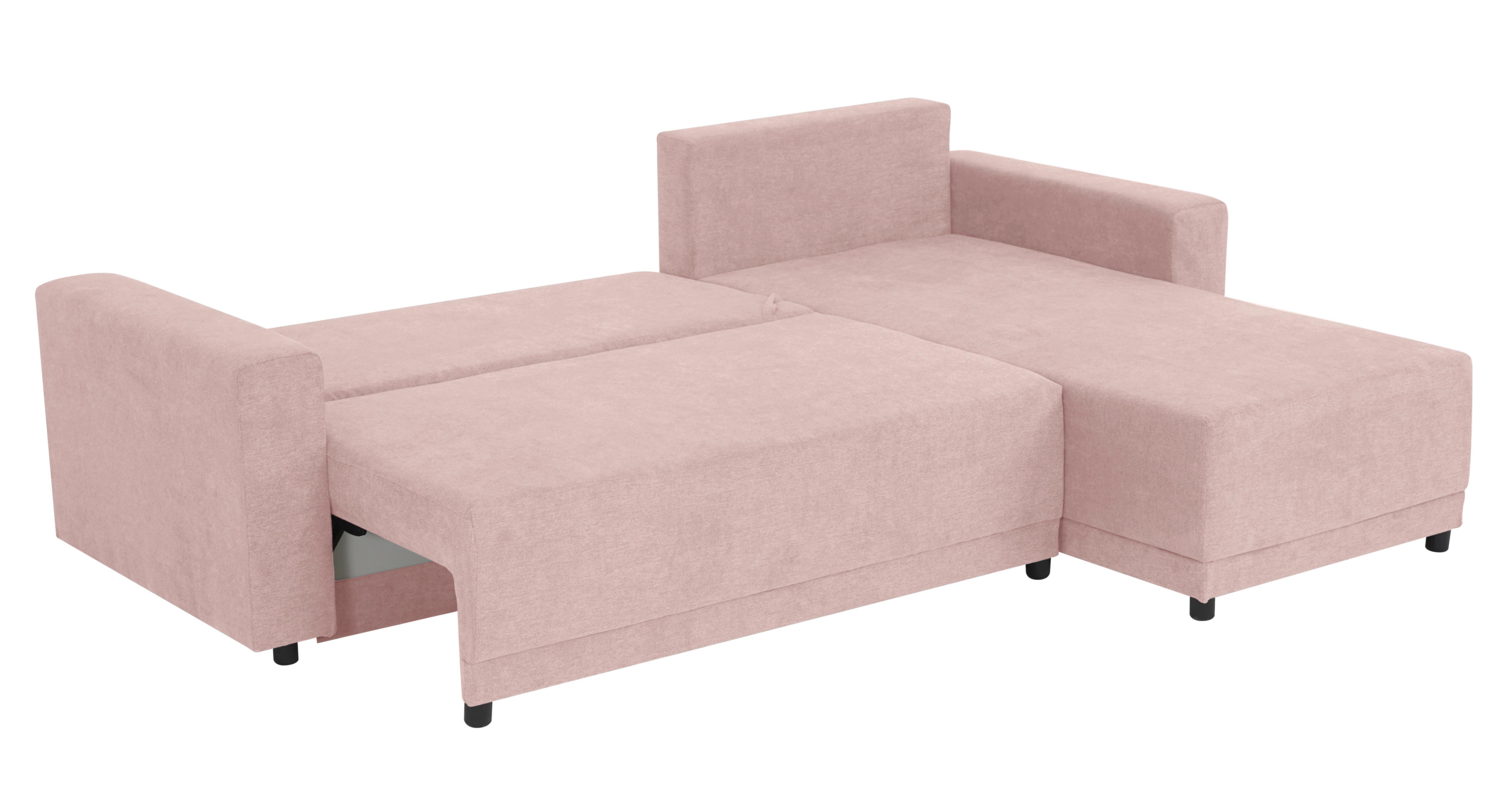 Ecksofa Time Rosa S: 178x248 Cm - Schwarz/Rosa, Design, Textil (178/248cm) - MID.YOU