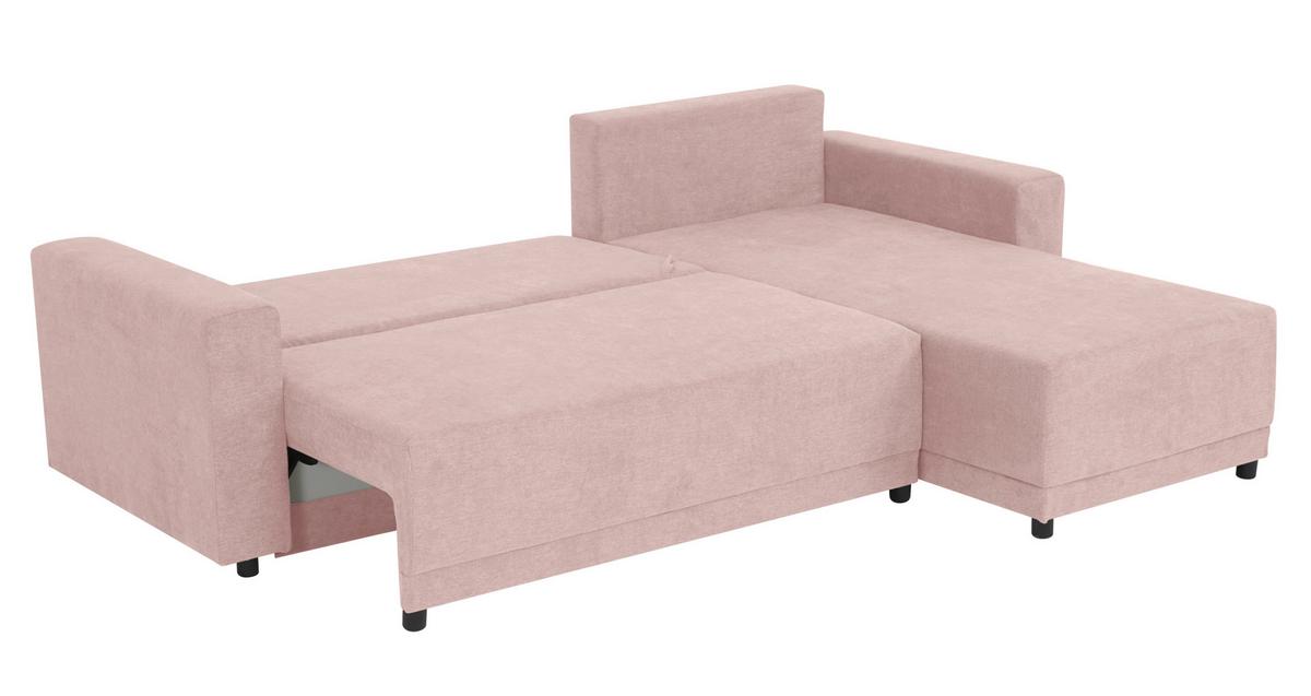 Ecksofa Time Rosa S: 178x248 Cm - Schwarz/Rosa, Design, Textil (178/248cm) - MID.YOU