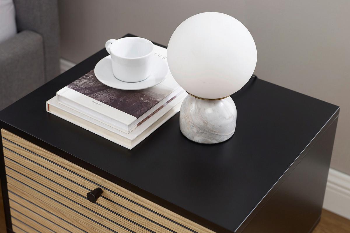 Nachttisch Schwarz/Eichefarben B: 50 cm - Eichefarben/Schwarz, Design, Holz/Holzwerkstoff (50/50/40cm) - Livetastic