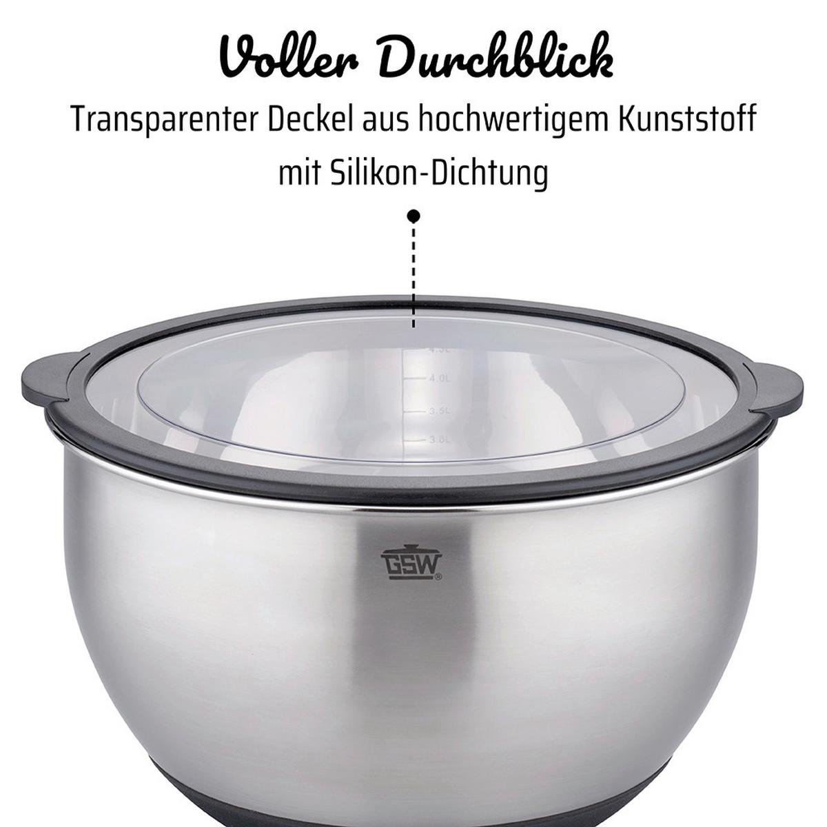 Rührschüsselset Primo Edelstahl, 3-teilig - Edelstahlfarben, Basics, Metall - GSW