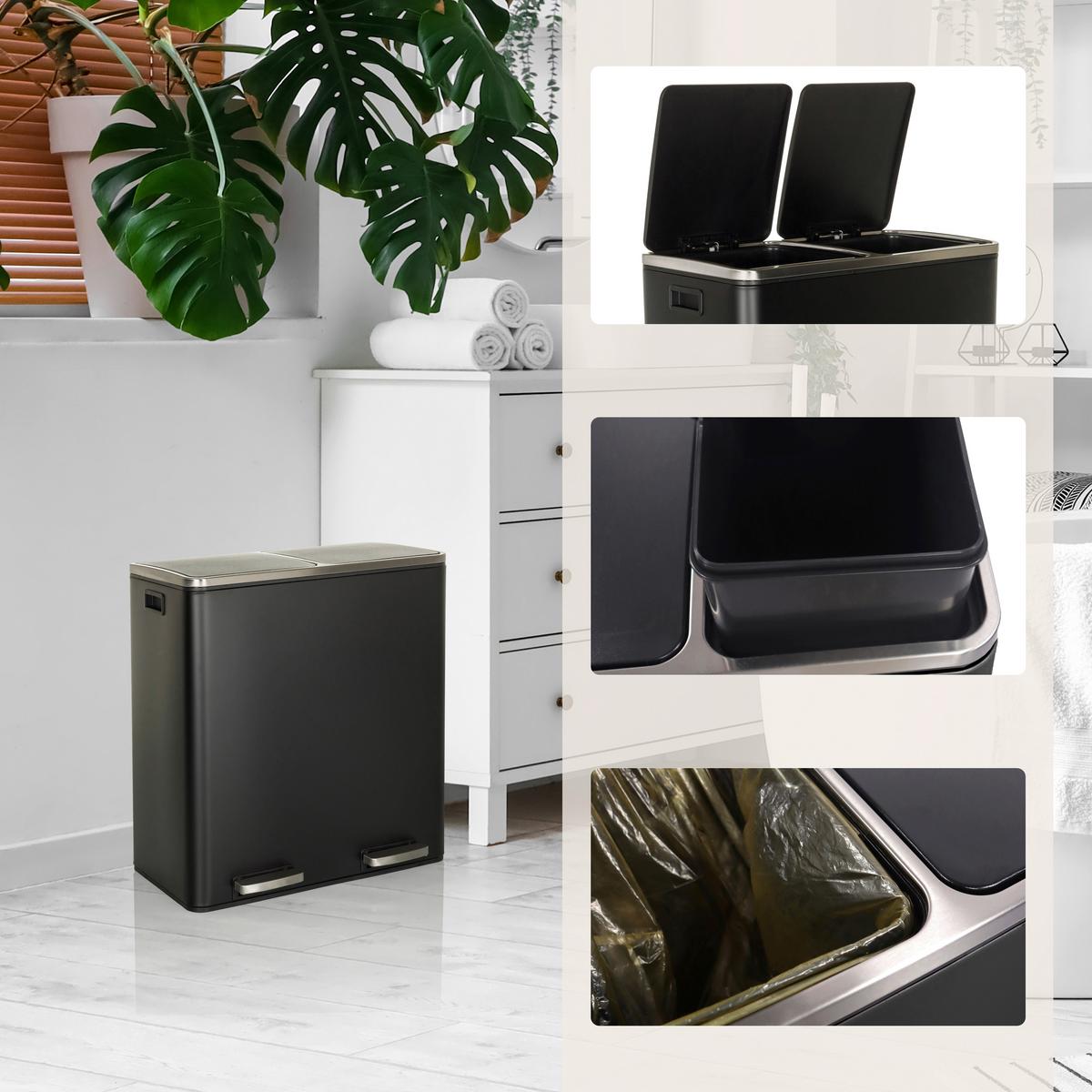 Abfallsammler Clean Xi Schwarz D: 59 cm - Schwarz, MODERN, Metall (59cm) - MID.YOU