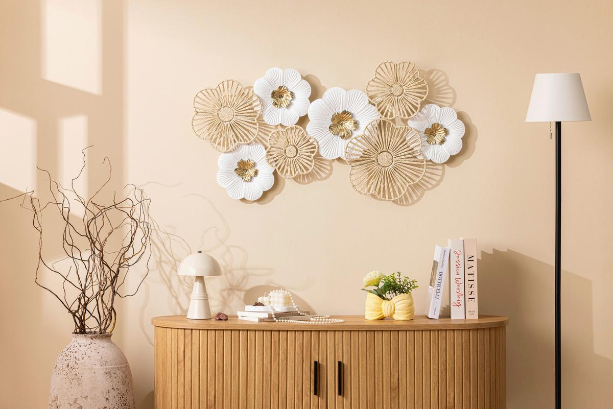 Wanddeko Lisa - Goldfarben/Naturfarben, KONVENTIONELL, Papier/Metall (95/5/47cm) - Luca Bessoni