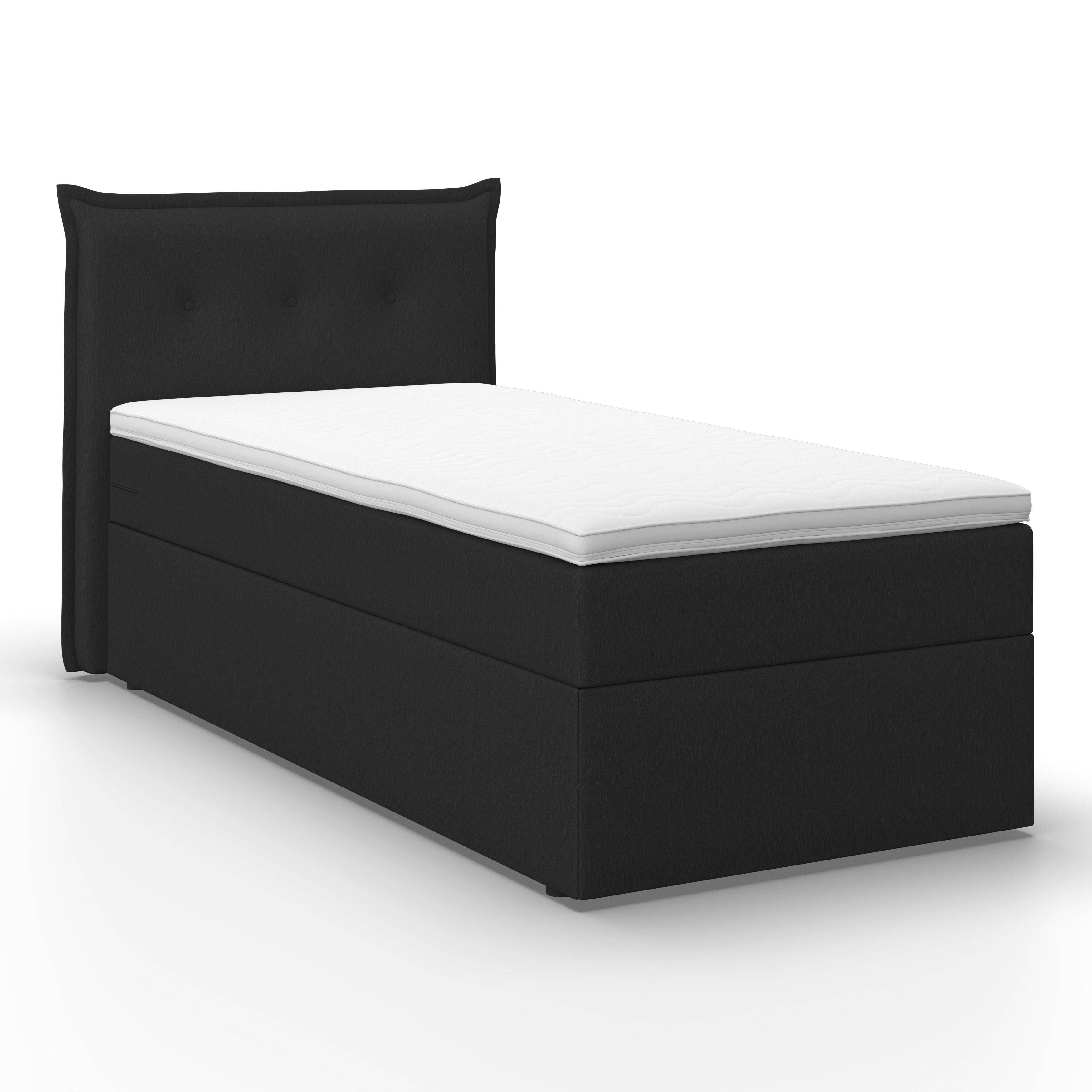 Boxspringová posteľ POLO 90x200, tmavosivá - čierna/tmavosivá, Modern, drevo/textil (90/200cm) - Bessagi Home
