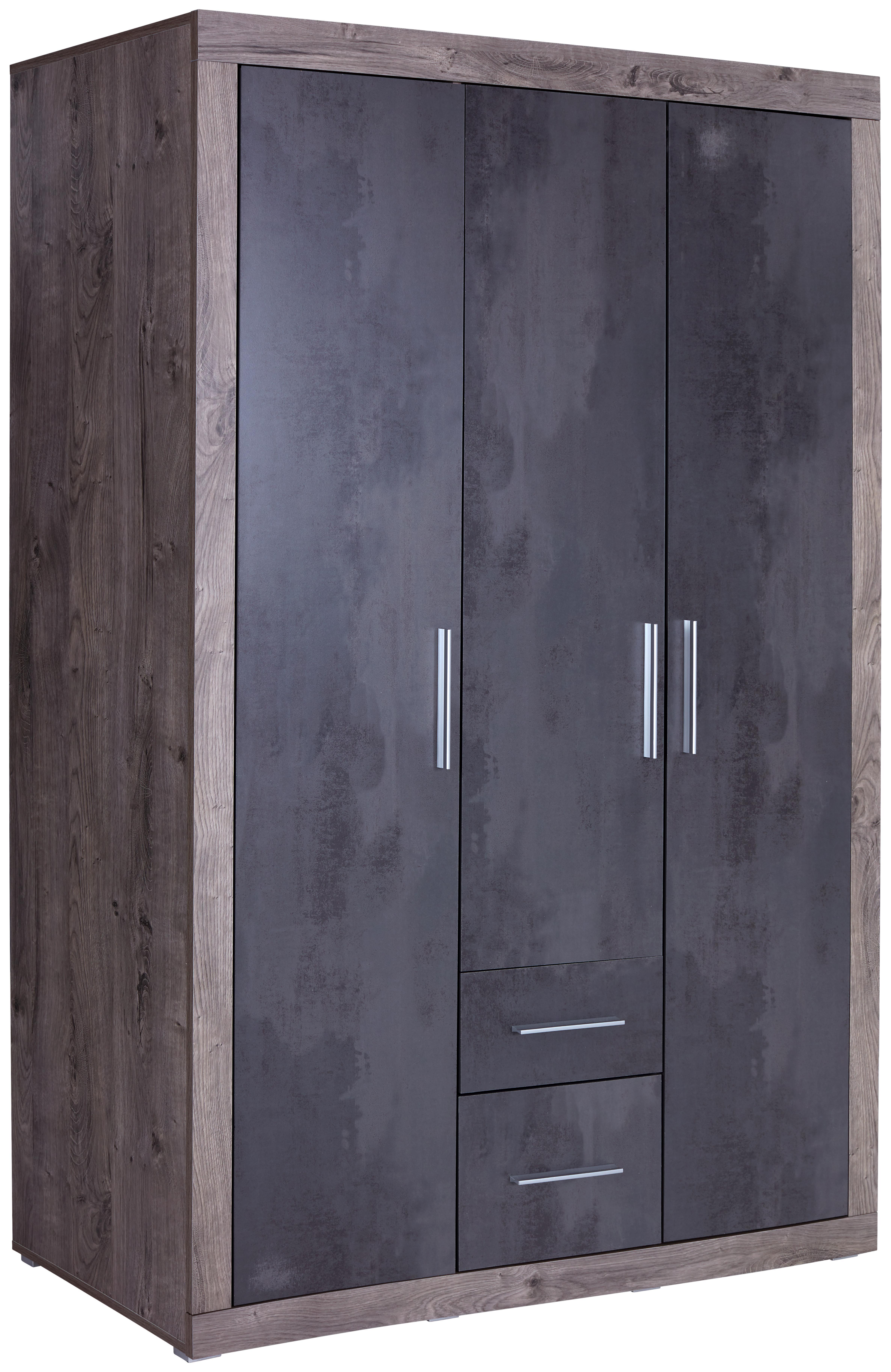 Kleiderschrank Frame B:140cm Ribbeck Eiche/ Oxid Dekor - Eichefarben/Weiß, KONVENTIONELL, Holzwerkstoff (140/200/52,5cm)