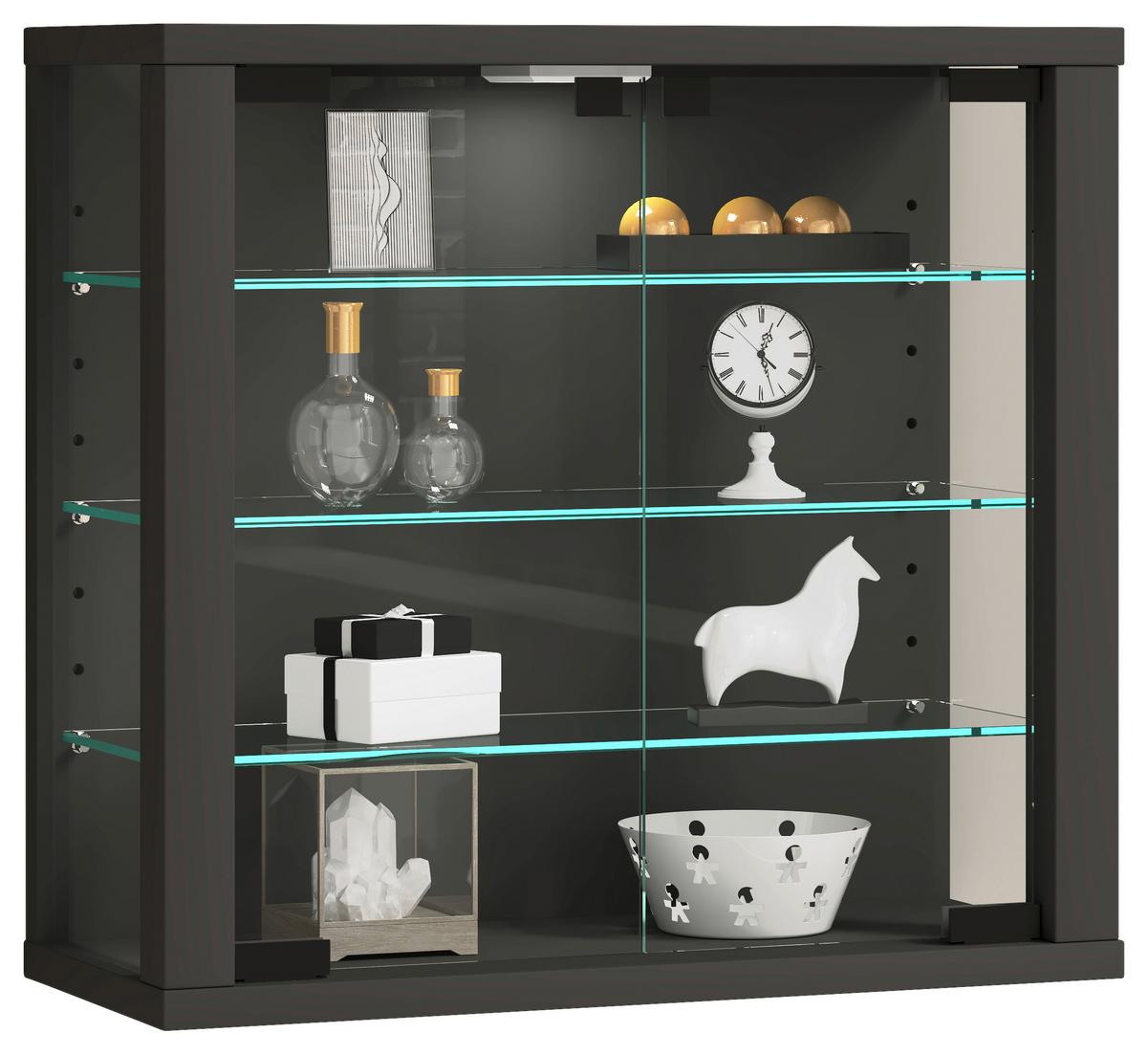 Hängevitrine Vitrosa Anthrazit Dekor B:43cm - Anthrazit, Design, Glas/Holzwerkstoff (43/40/18cm) - MID.YOU