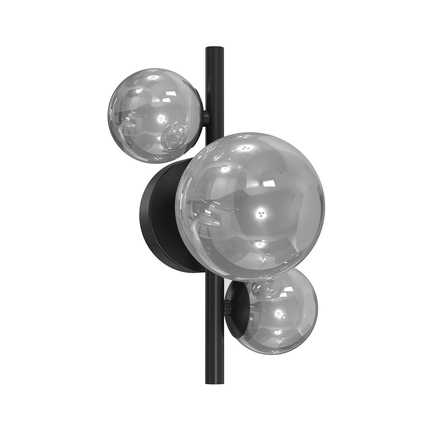 Wandleuchte Paloma Schwarz L: 23 cm - Schwarz, Design, Glas/Metall (23/33/18cm)