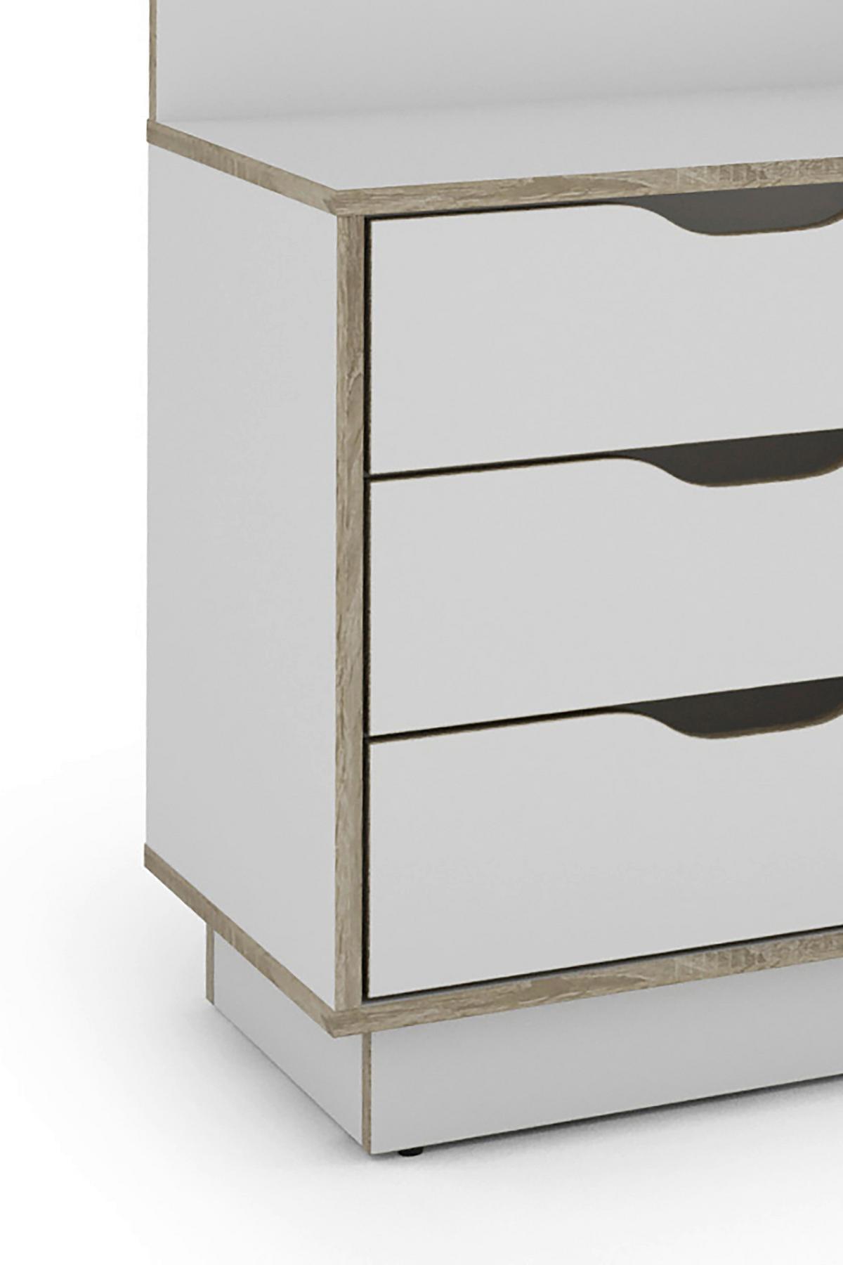 Eckschreibtisch Belfast - Weiß/Sonoma Eiche, MODERN, Holzwerkstoff (129/105/84cm) - MID.YOU