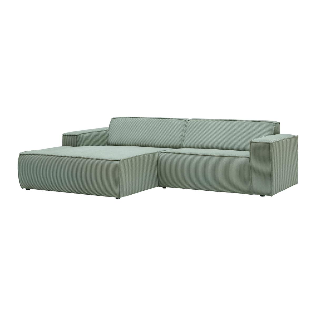 Rohová sedačka LOFT, ľavá, svetlozelený menčester - čierna/svetlozelená, Modern, textil/plast (172/75/265cm) - Mömax