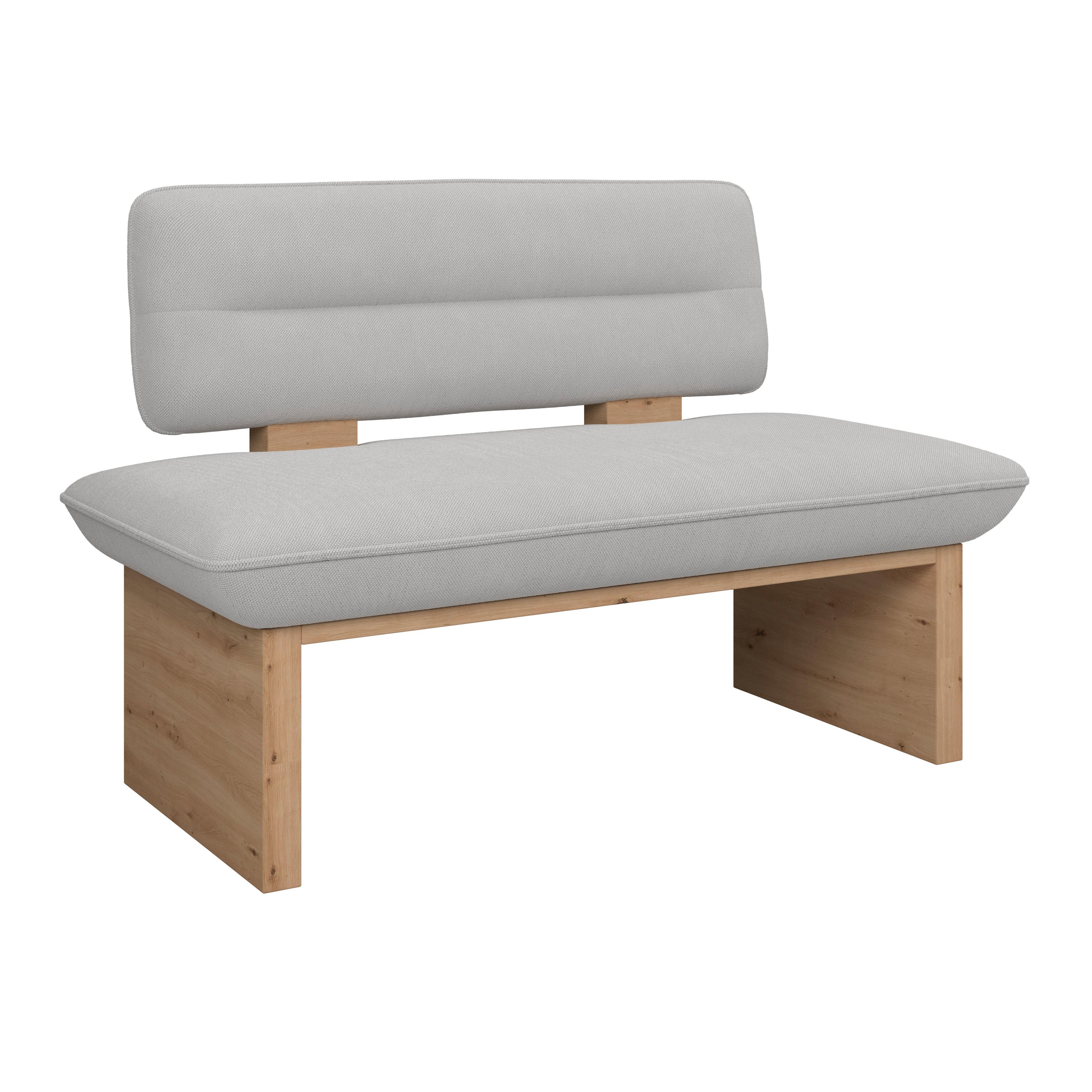 Sitzbank Beluna II Webstoff beige, B: 120cm - Eichefarben/Beige, KONVENTIONELL, Holzwerkstoff/Textil (120/87/67cm) - James Wood