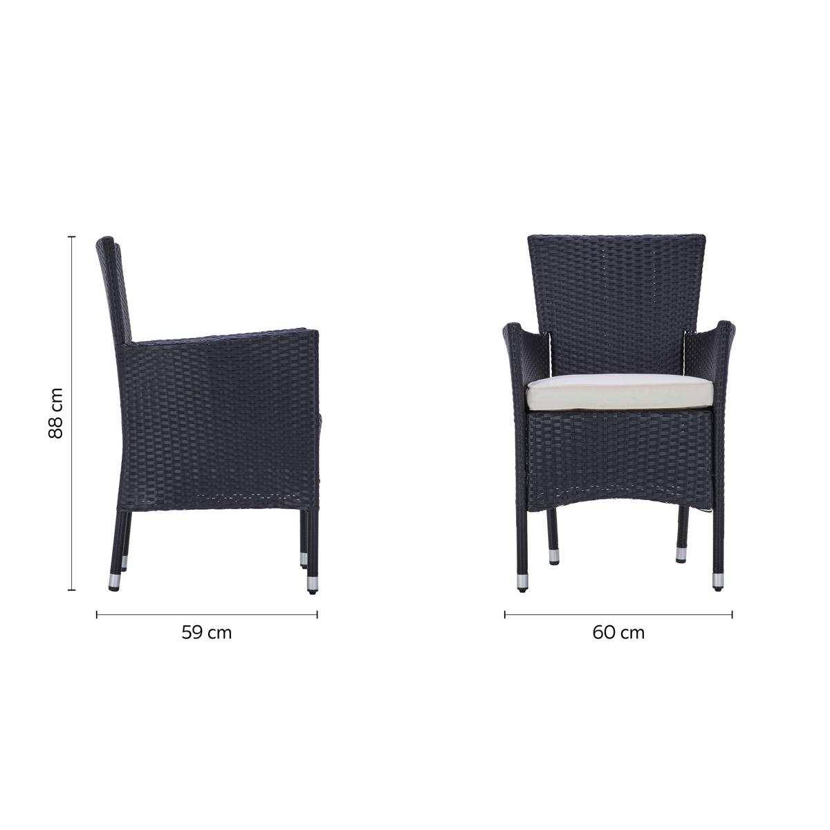 Kerti Bútorszett Mailand - fekete/krém, Modern, műanyag/textil (150/75/90cm) - Beldano