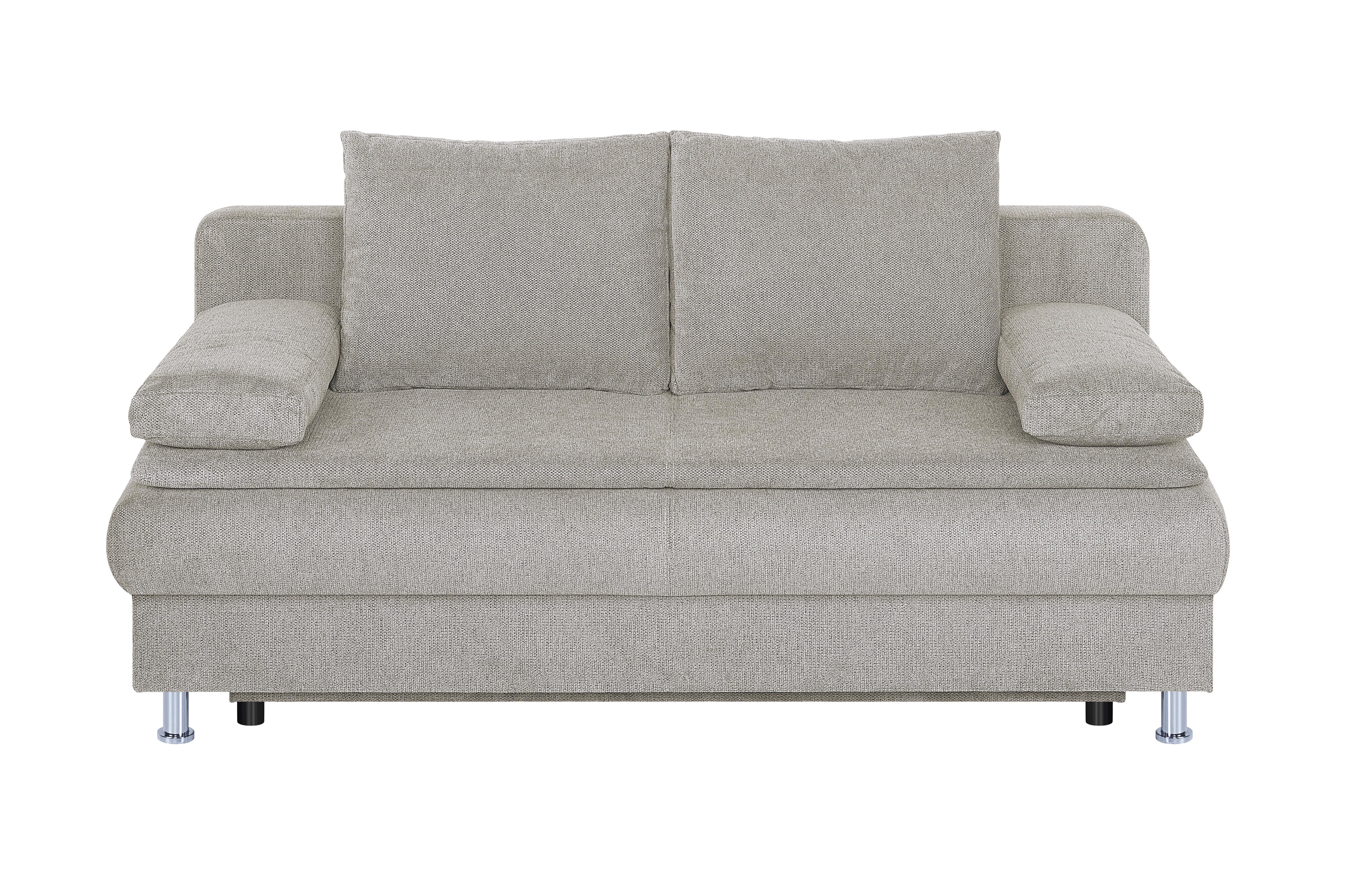 2-Sitzer-Sofa mit Schlaffunktion Ken Beige - Chromfarben/Beige, Design, Holzwerkstoff/Textil (200/92/90cm) - P & B
