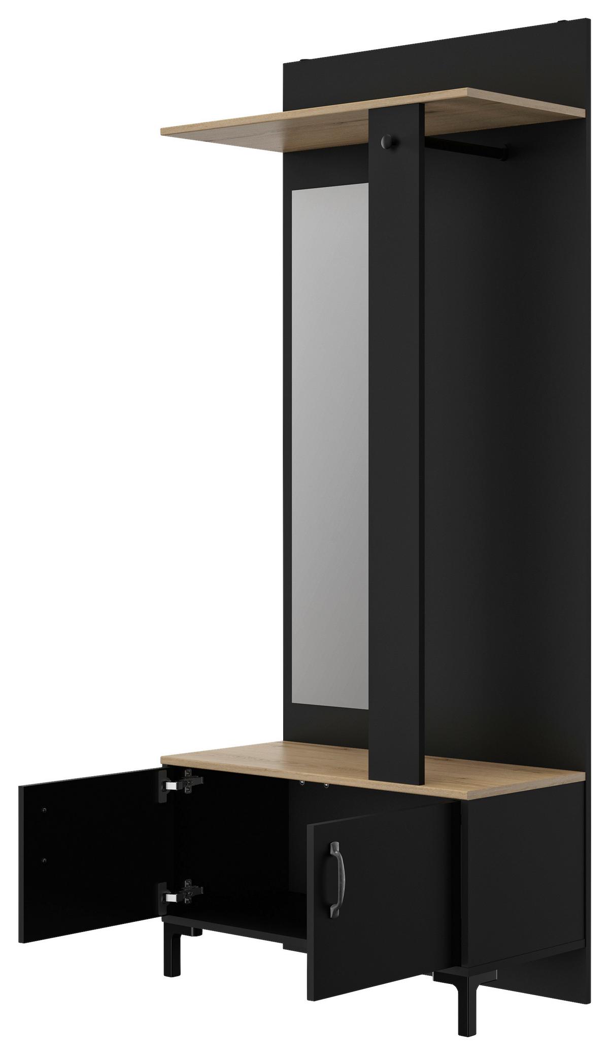 Garderobe Store Eiche Dekor/Schwarz, B: 81cm - Eichefarben/Schwarz, MODERN, Holzwerkstoff (81/190/37cm) - MID.YOU