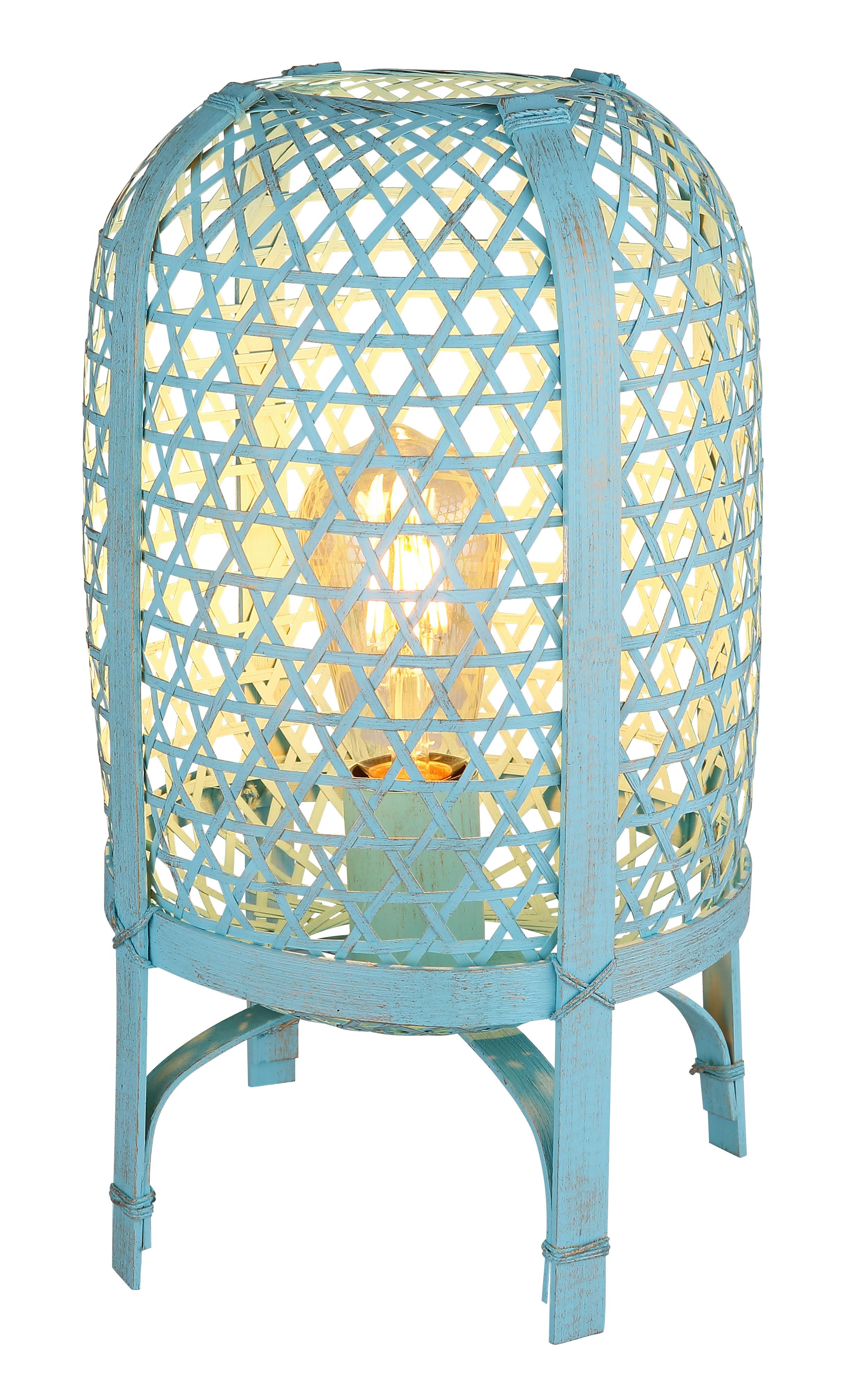 Tischleuchte 15762ta - Blau, Natur, Naturmaterialien/Metall (22/37cm) - Globo