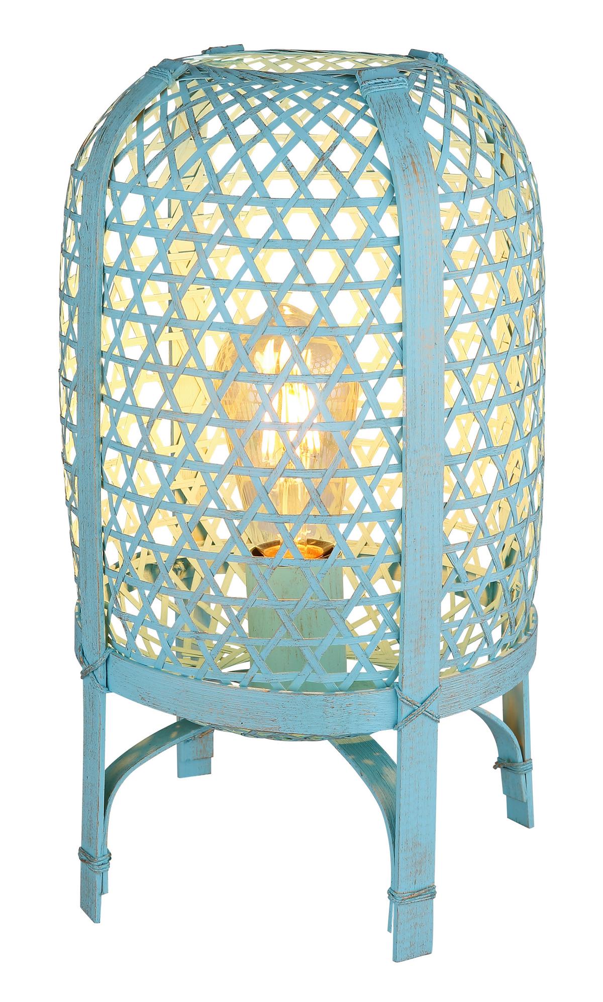 Tischleuchte 15762ta - Blau, Natur, Naturmaterialien/Metall (22/37cm) - Globo