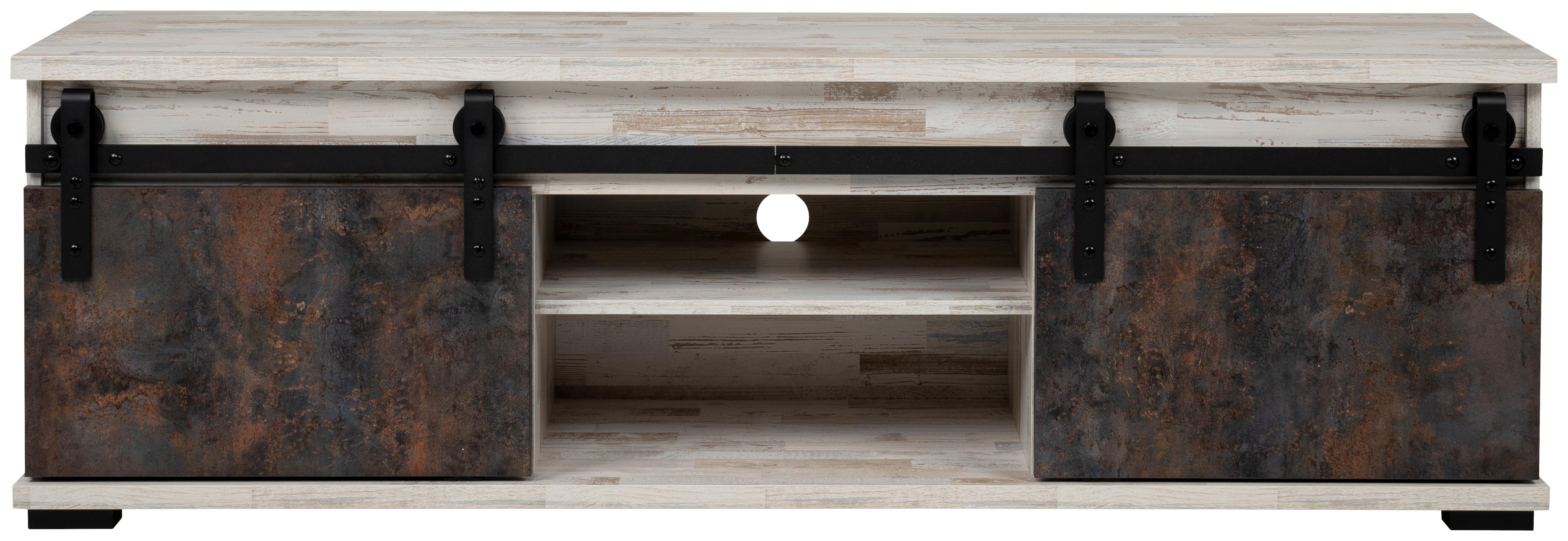 TV-Element Sevilla B: 160 cm Kiefer Dekor/Dunkelbraun - Schwarz, Basics, Holzwerkstoff (160/50/40cm) - MID.YOU