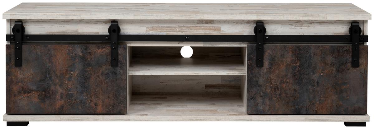 TV-Element Sevilla B: 160 cm Kiefer Dekor/Dunkelbraun - Schwarz, Basics, Holzwerkstoff (160/50/40cm) - MID.YOU