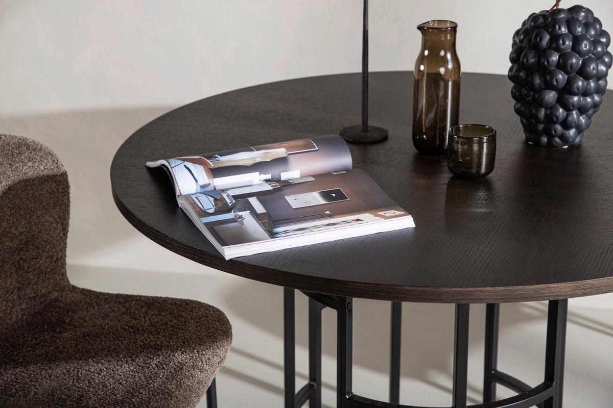 Esstisch Copenhagen - Schwarz/Braun, Design, Holz/Metall (115/115/74cm) - Livetastic