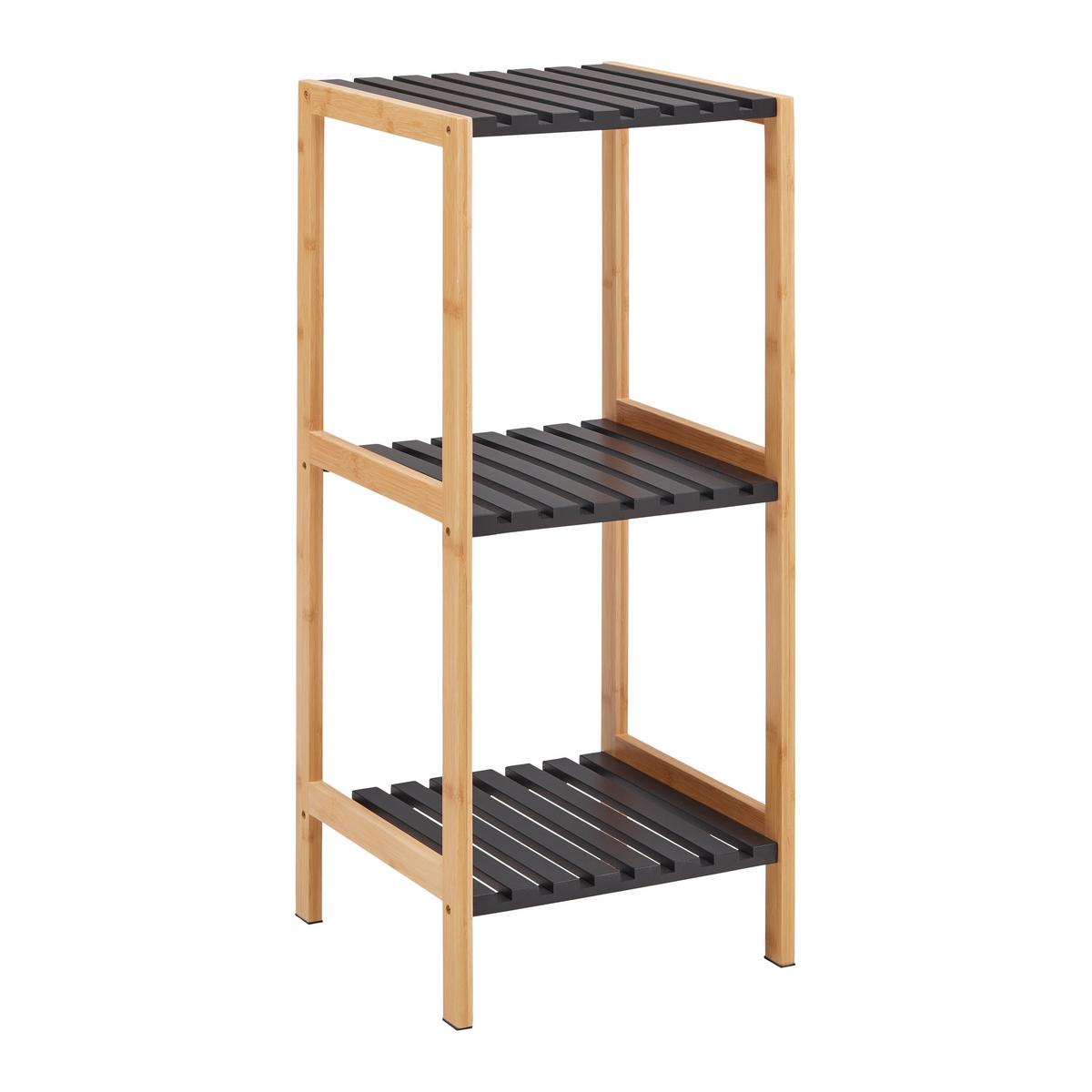 Regál ELSA bambus/čierna - čierna/prírodná farba, Modern, kompozitné drevo/prírodné materiály (34/79/33cm) - Mömax