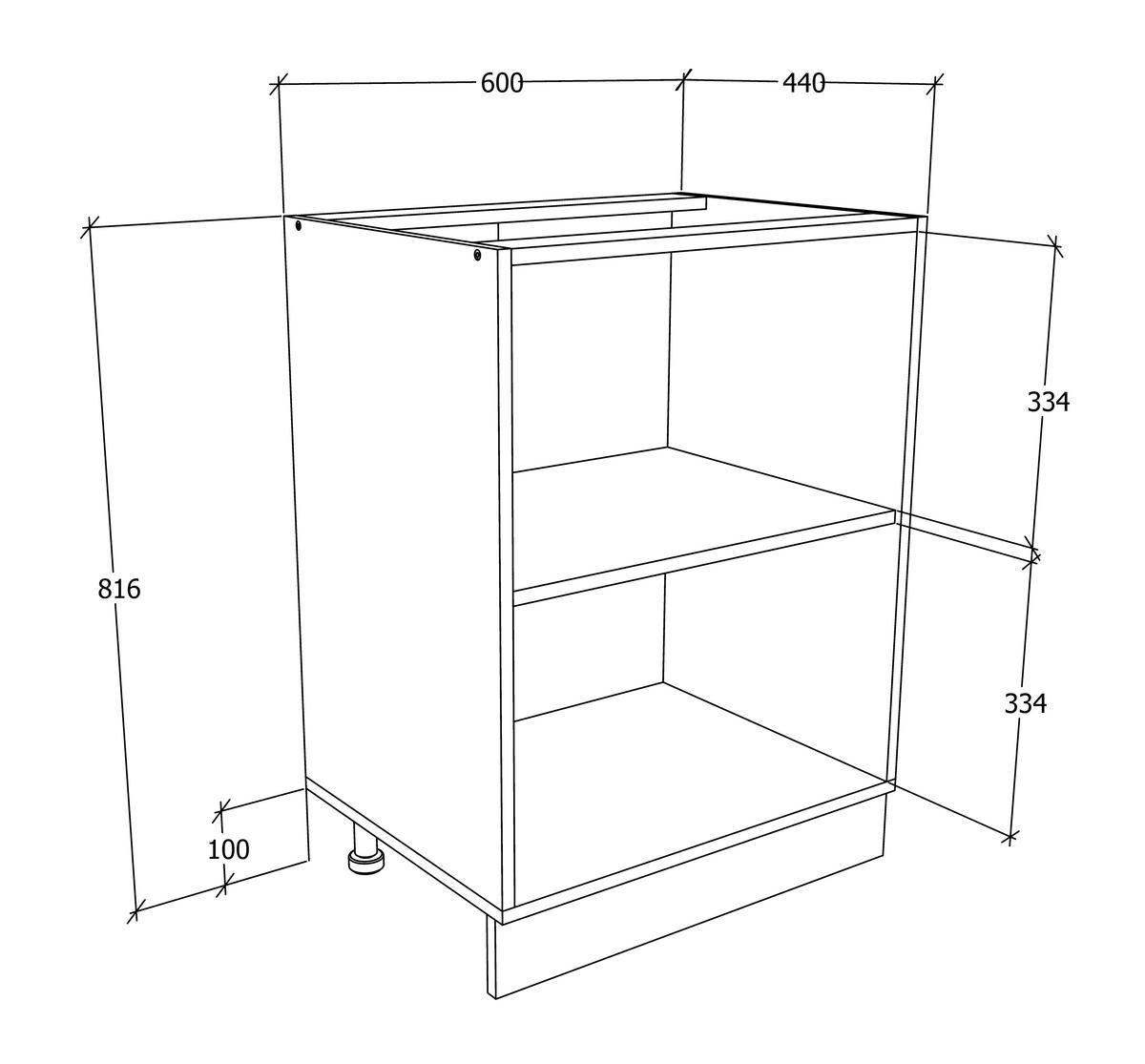 Küchenunterschrank Esilo B: 60 Cm Weiß/eiche Dekor - Weiß/Sonoma Eiche, KONVENTIONELL, Holzwerkstoff (60/82/46cm) - MID.YOU
