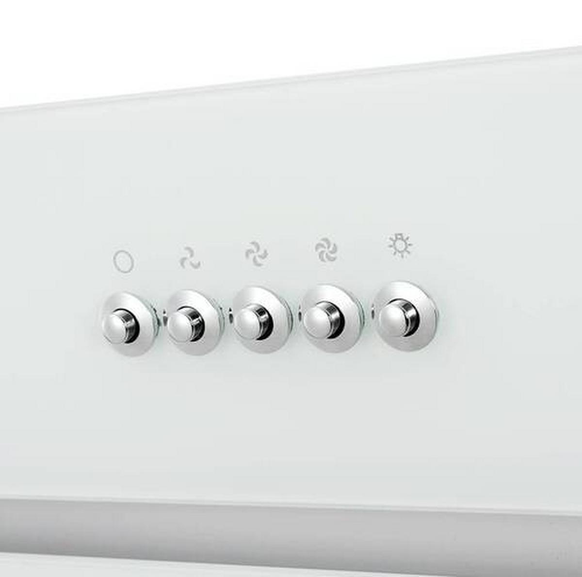 Dusntabzugshaube Leila Weiß B: 59,8 cm, Led - Weiß, Trend, Glas/Metall (59,8/72,7-110,7/30,5cm) - Respekta