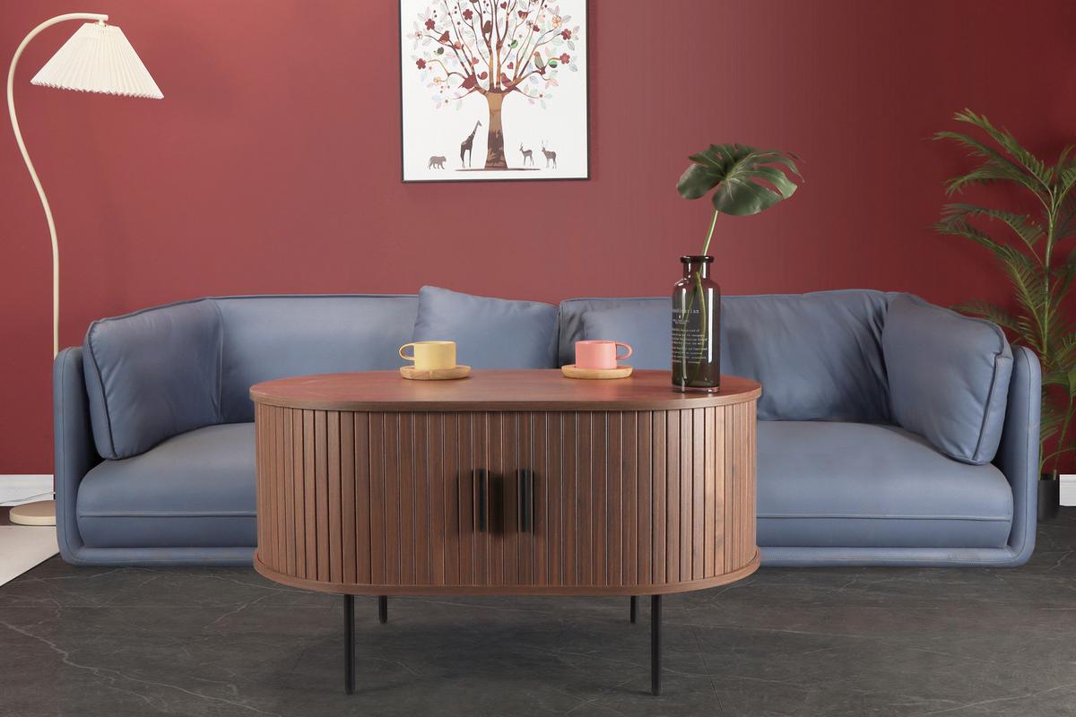 Couchtisch Walnussfarben B: 60 cm - Walnussfarben/Schwarz, Design, Holzwerkstoff (100/60/55cm) - Livetastic