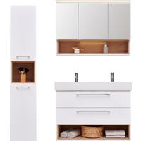 Badezimmer Mura Eiche Dekor/weiß Hg B: 135 Cm - Weiß Hochglanz/Eiche Artisan, MODERN, Keramik/Holzwerkstoff (135/173,5/46,5cm)