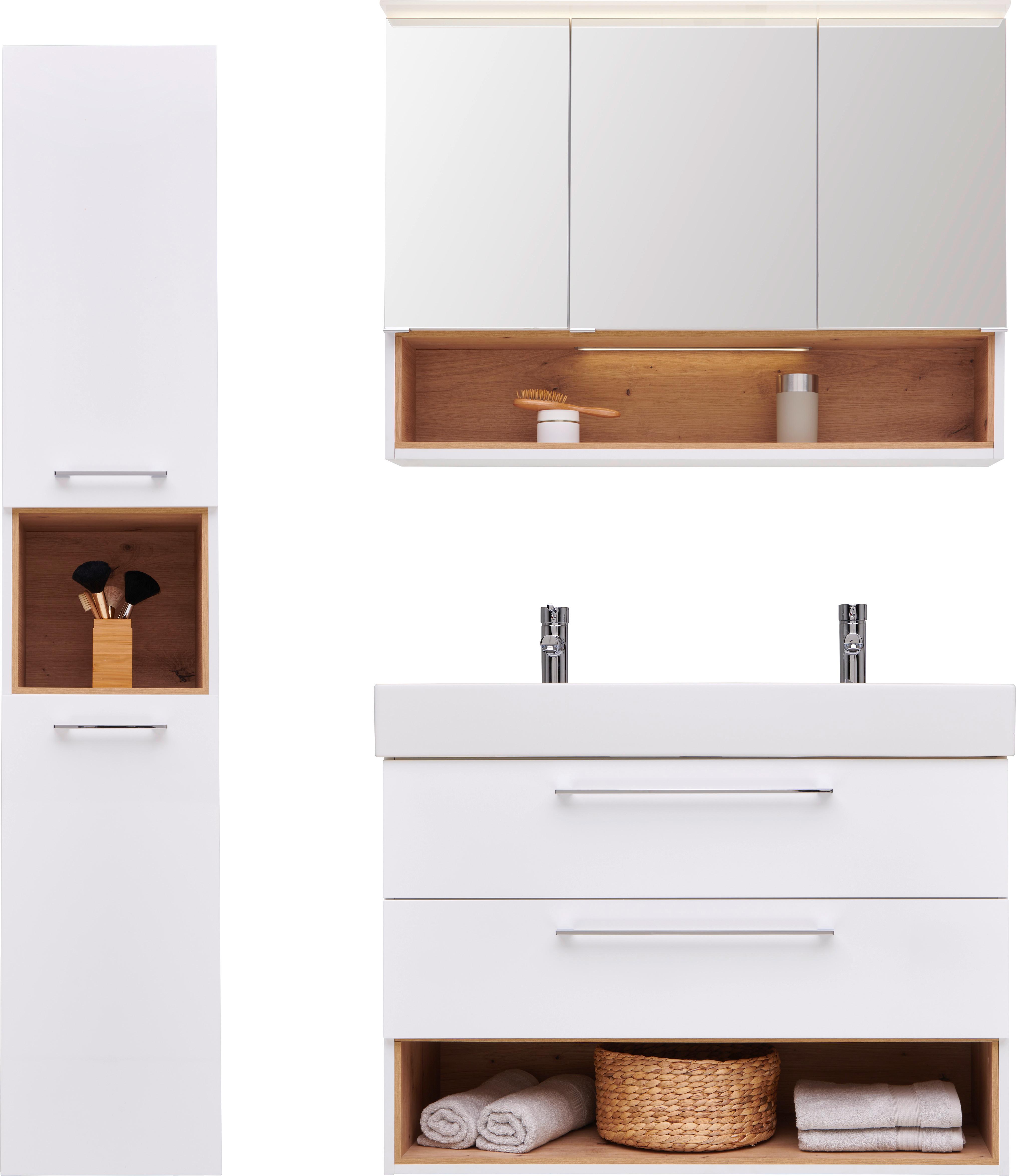 Badezimmer Mura Eiche Dekor/weiß Hg B: 135 Cm