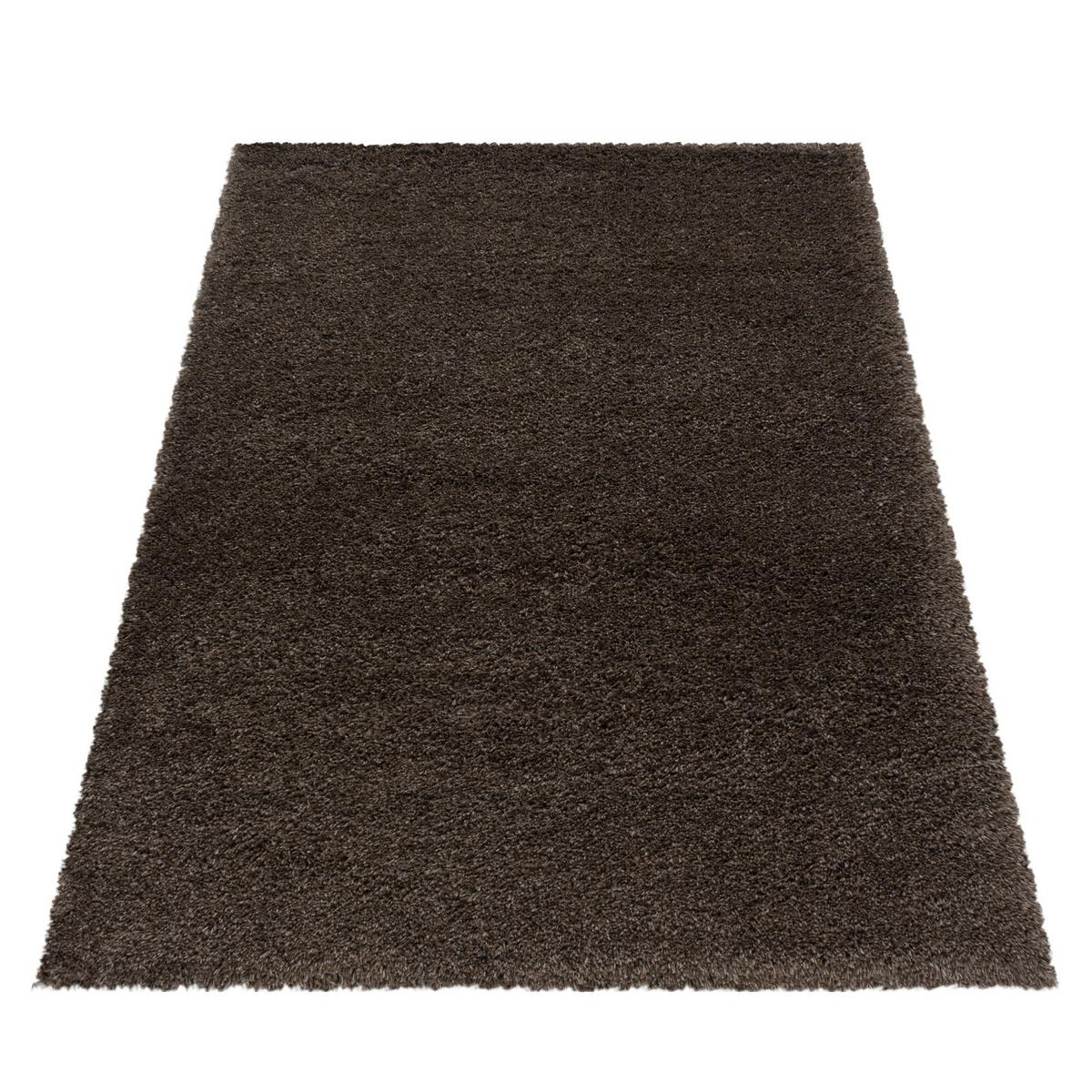 Hochflor Teppich Braun Naturfaser Fluffy 80x150 cm - Braun, Basics, Textil (80/150cm)