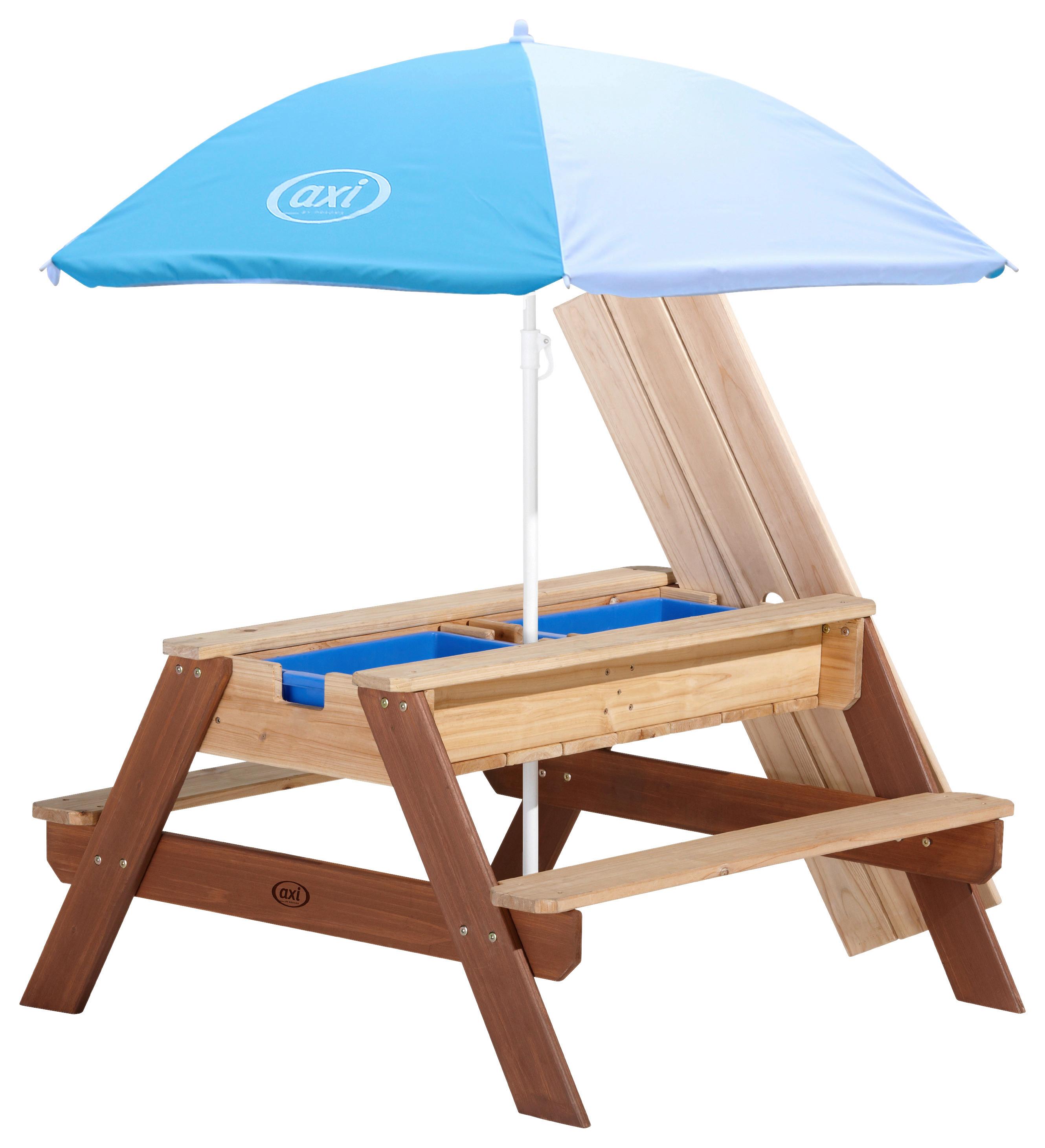 Sand- und Wassertisch A031.004.10 - Blau/Braun, KONVENTIONELL, Holz/Kunststoff (97,7/48,7/95cm) - Ambia Garden