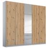 Drehtürenschrank Mit Spiegel 226 Cm Alabama Extra Hellgrau - Silberfarben/Hellgrau, MODERN, Holzwerkstoff (226/229/54cm)
