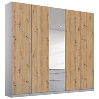 Drehtürenschrank Mit Spiegel 226 Cm Alabama Extra Hellgrau - Silberfarben/Hellgrau, MODERN, Holzwerkstoff (226/229/54cm)