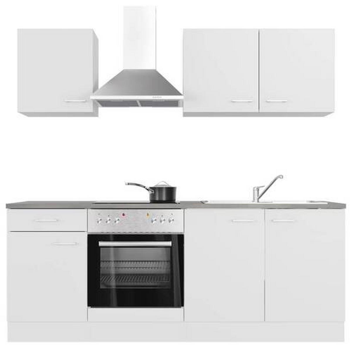 Küchenblock Lucca Weiß/graubraun B: 210 Cm - Graubraun/Weiß, MODERN, Holzwerkstoff (210cm) - FlexWell