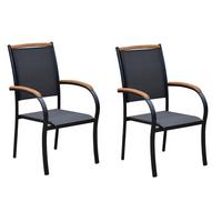 Gartenstuhl Siena 2er-set Aus Akazie, Stapelbar In Graphit - Graphitfarben/Grau, KONVENTIONELL, Holz/Textil (54/43/50,5cm) - Gardenson