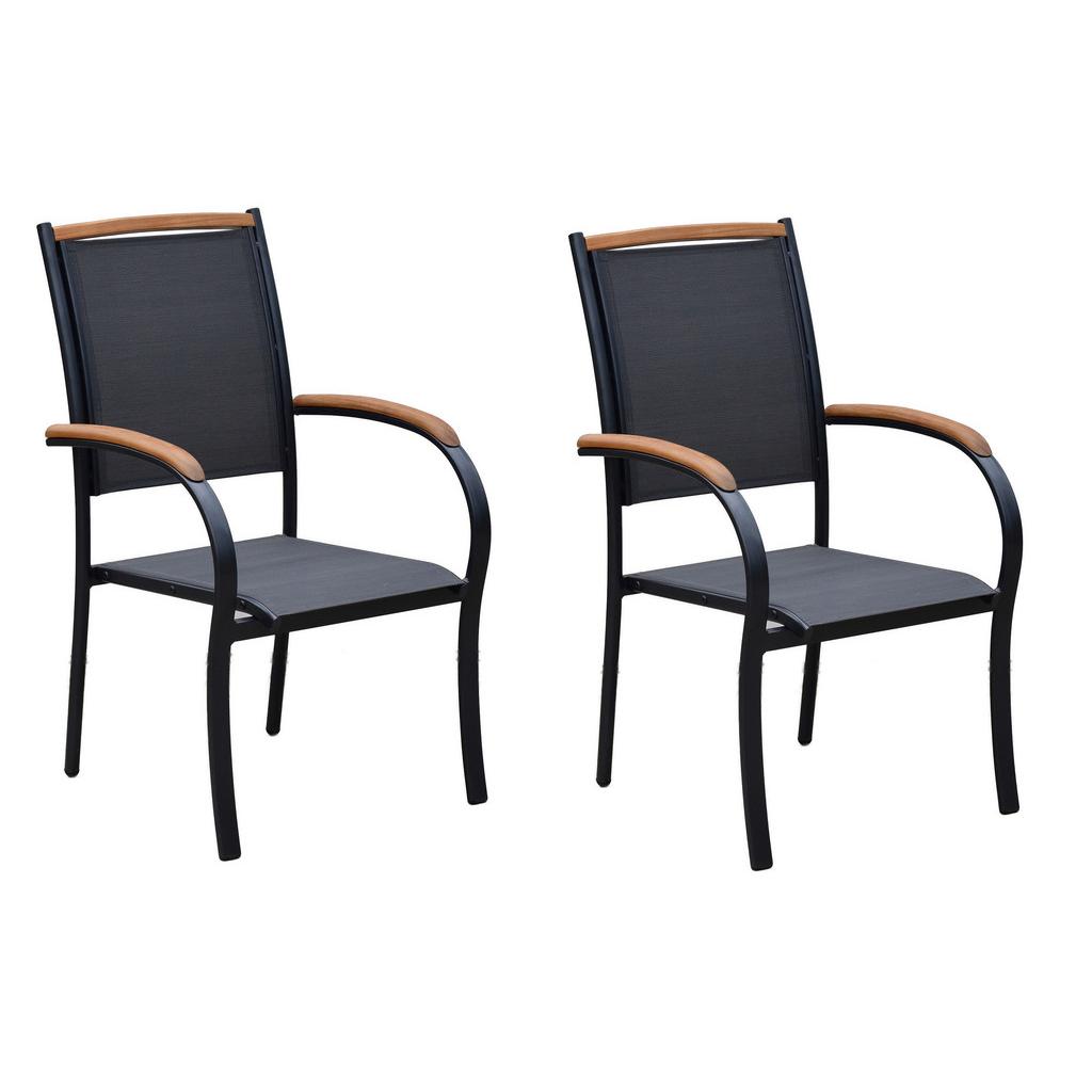 Gartenstuhl Siena 2er-set Aus Akazie, Stapelbar In Graphit