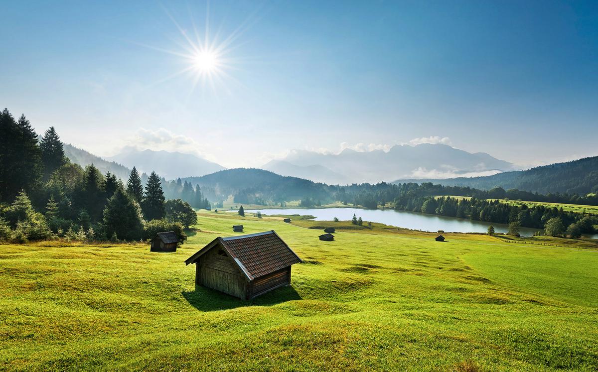 Fototapete Bergwiese Vor Karwendel - Multicolor, Trend, Textil (450/280cm)