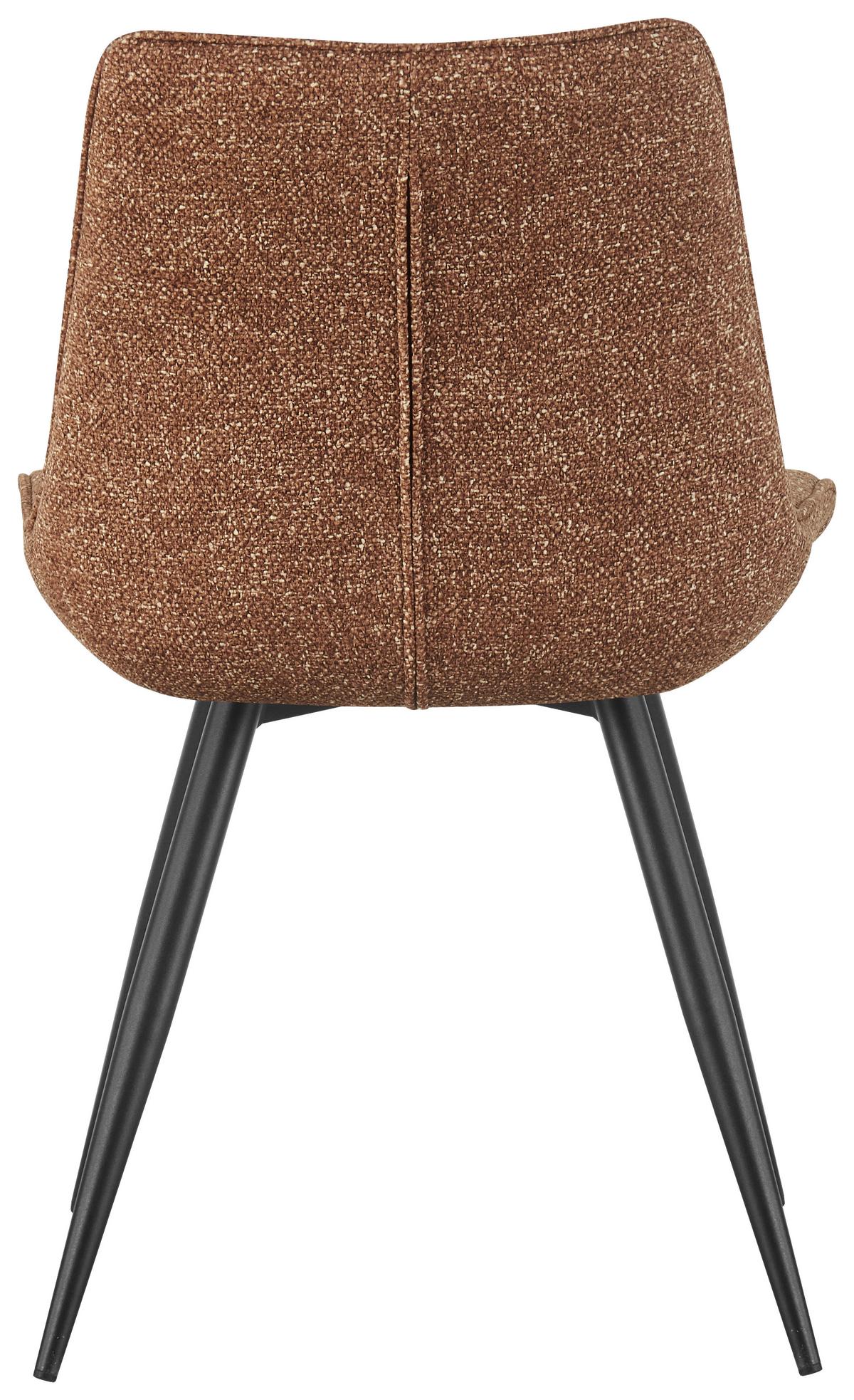 Vierfußstuhl Nikita Leinenoptik Braun, B: 54 cm - Schwarz/Braun, KONVENTIONELL, Holz/Textil (54/88/61,5cm) - MID.YOU