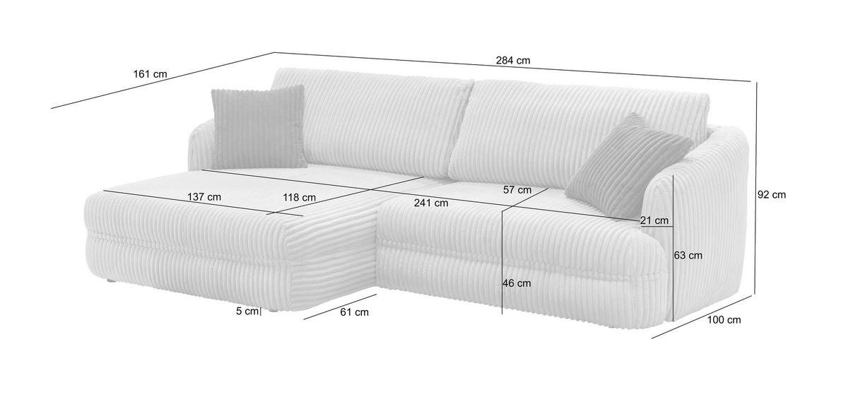 Ecksofa Lush Hellbraun S: 161x284 cm - Hellbraun/Gelb, Design, Textil (161/284cm) - Livetastic