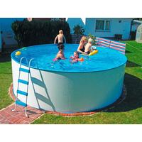 Stahlwandpool Rund Set Steely mit Pumpe Ø 450 cm - Blau/Weiß, MODERN, Metall (450/120cm)